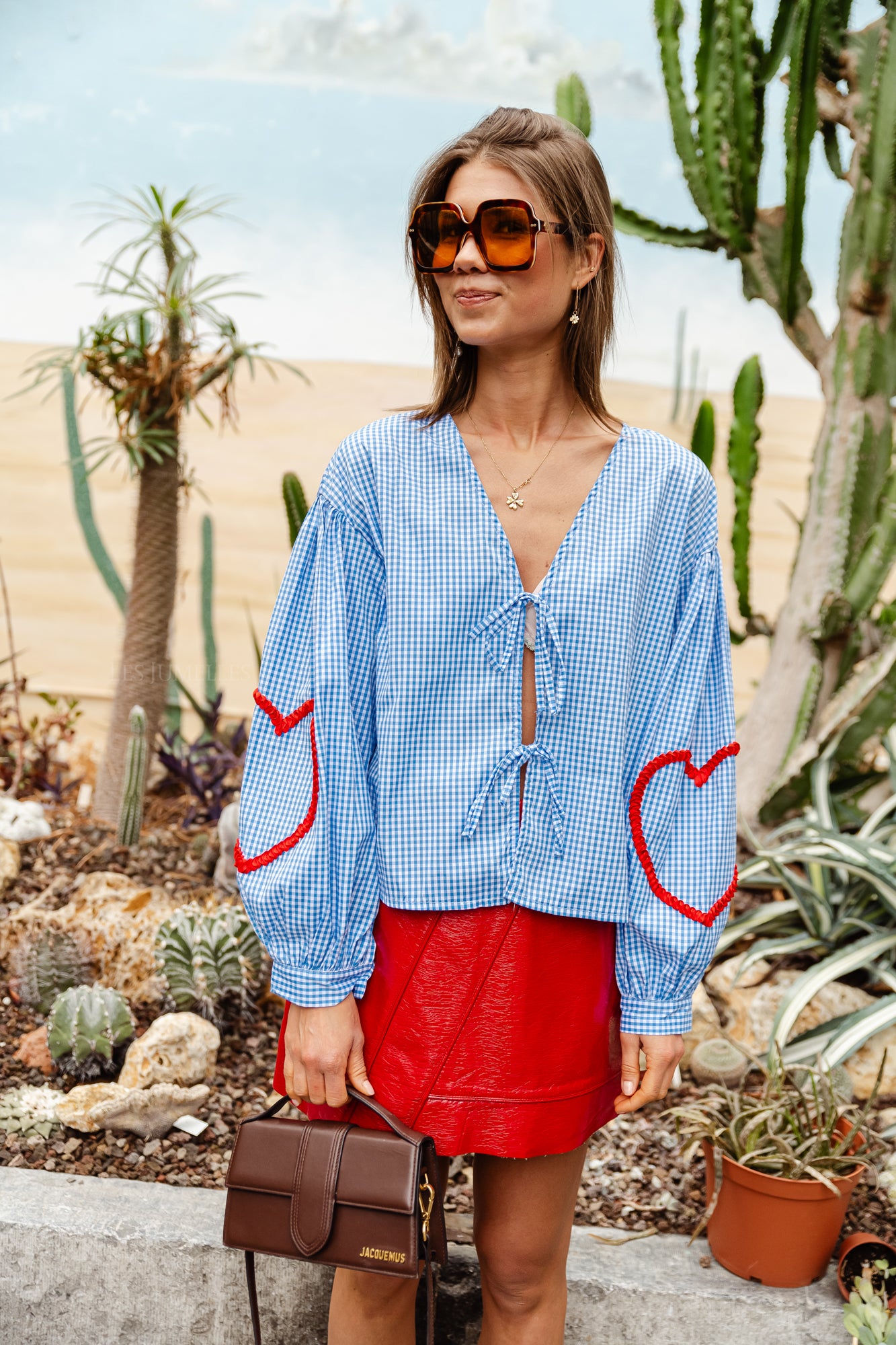 Babette checkered blouse light blue