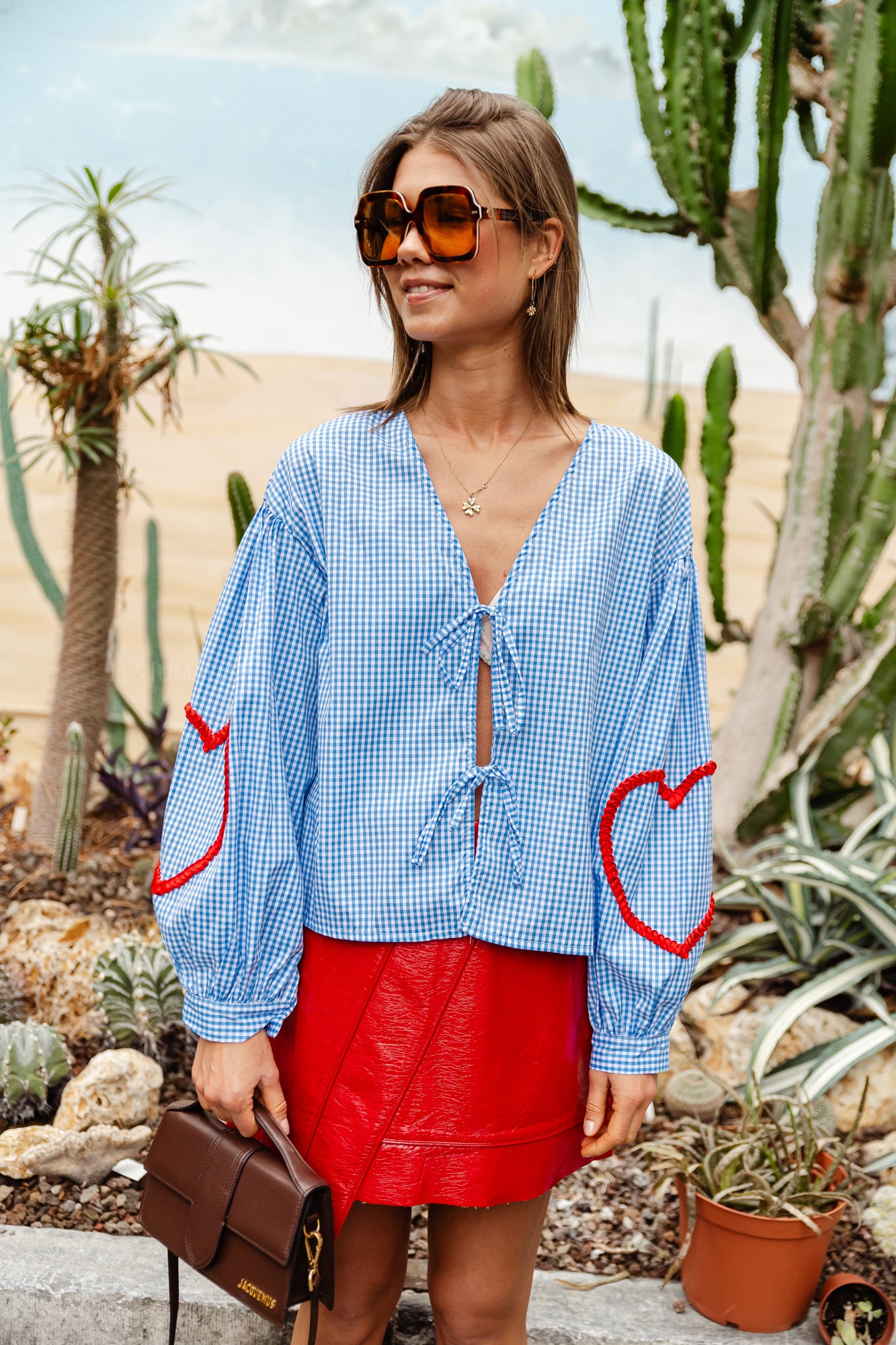 Babette checkered blouse light blue