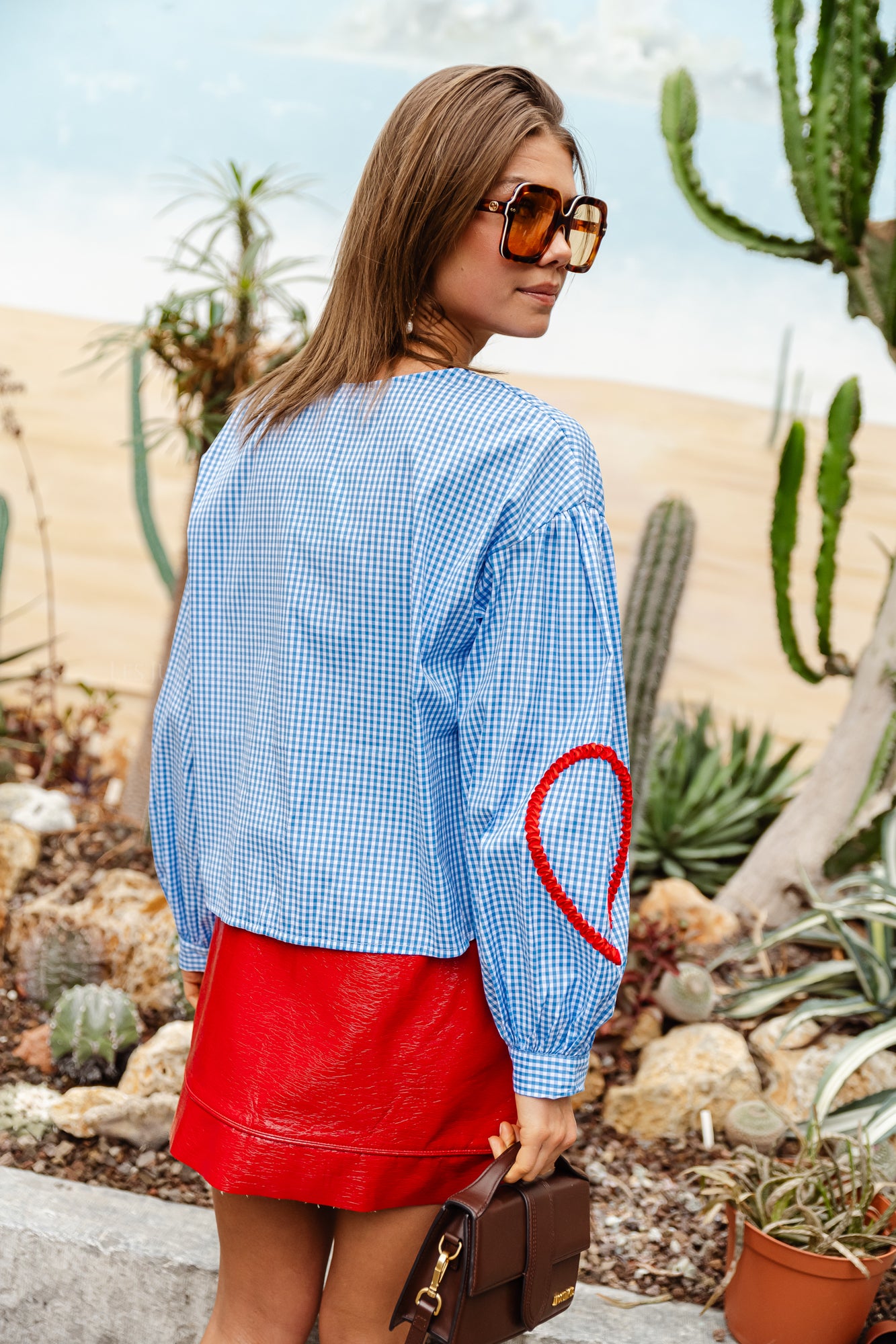 Babette checkered blouse light blue