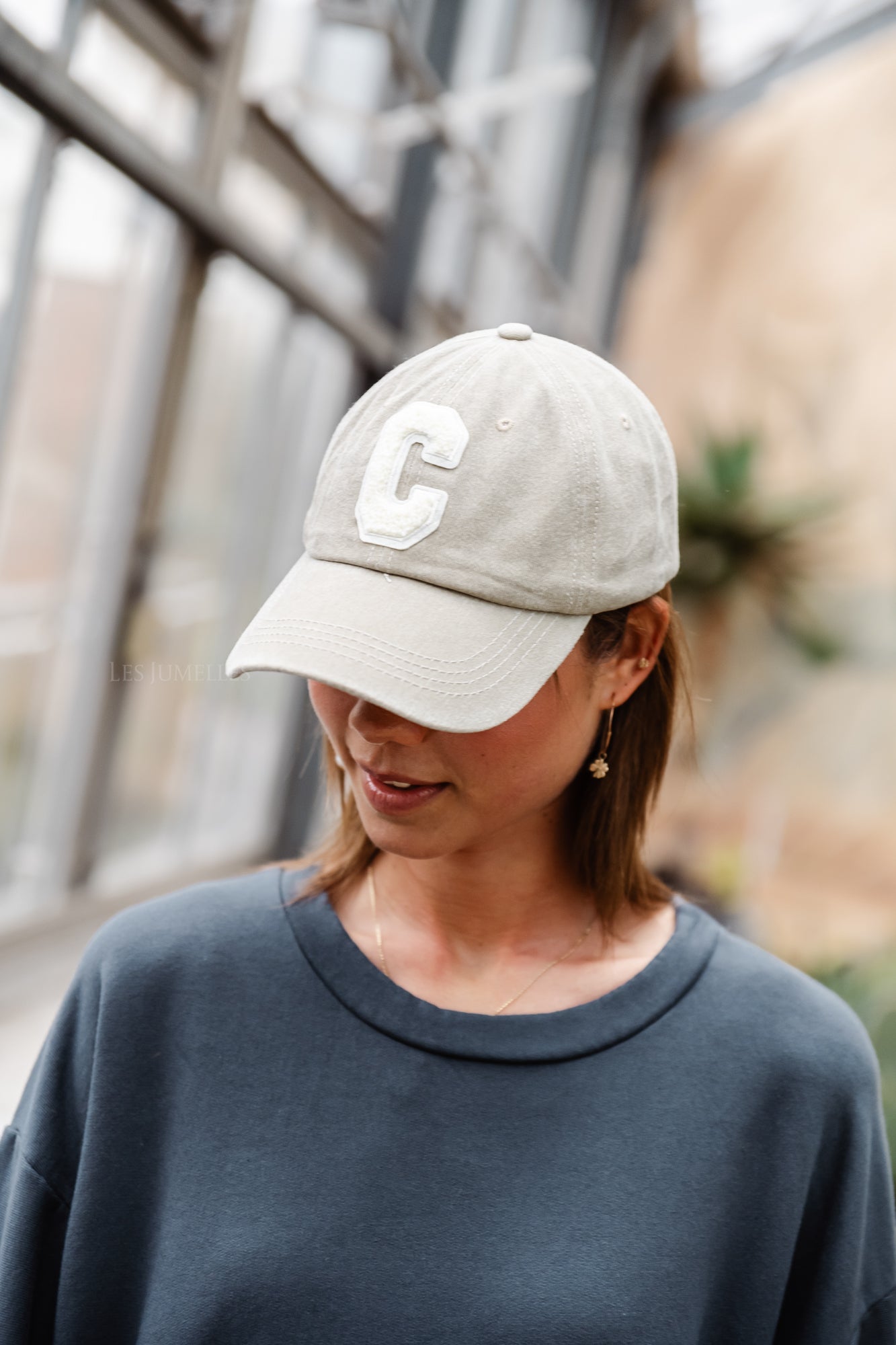 'C' Cap washed olive denim