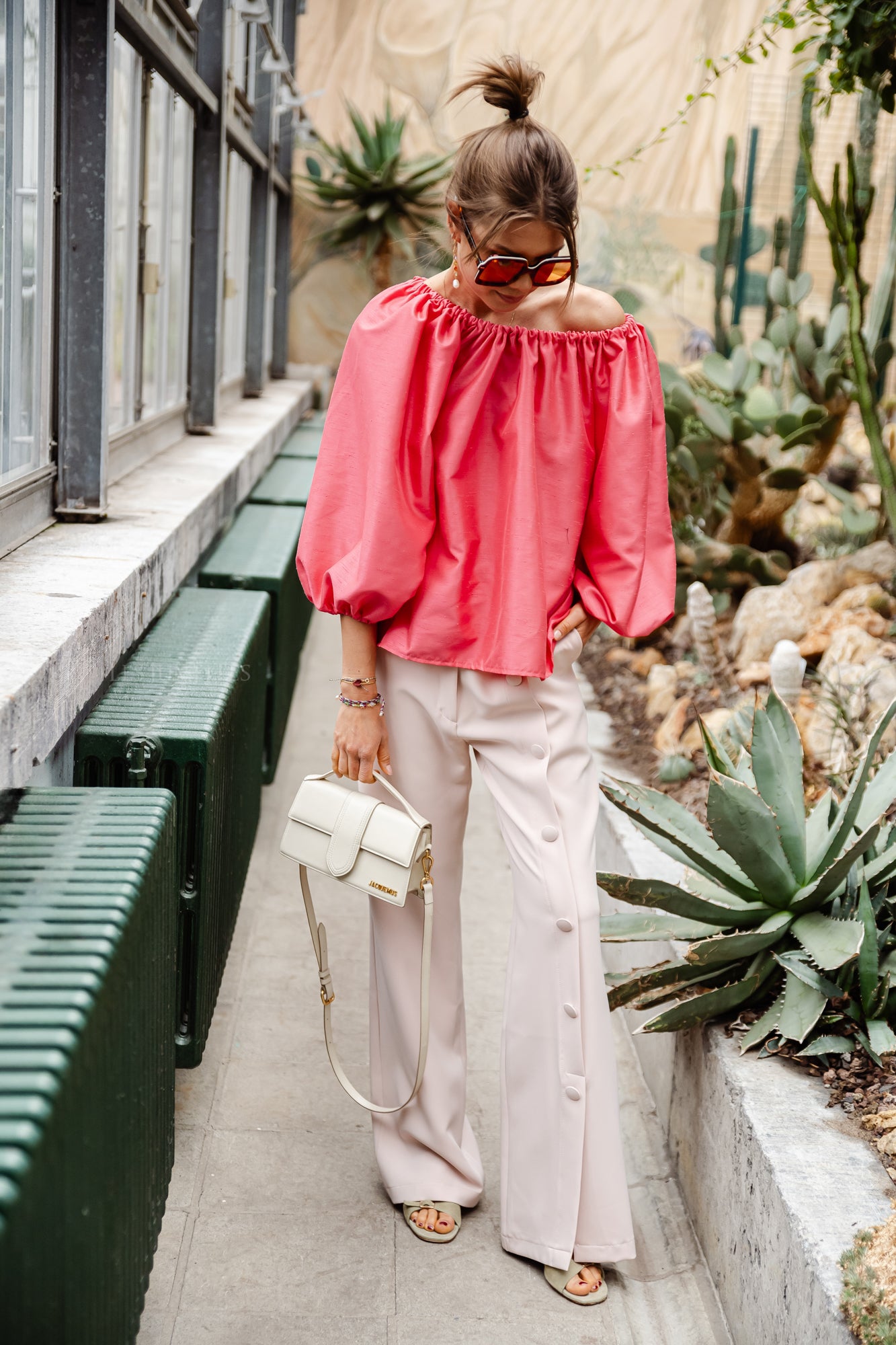 Ella Off-Shoulder Bluse Korallenrosa