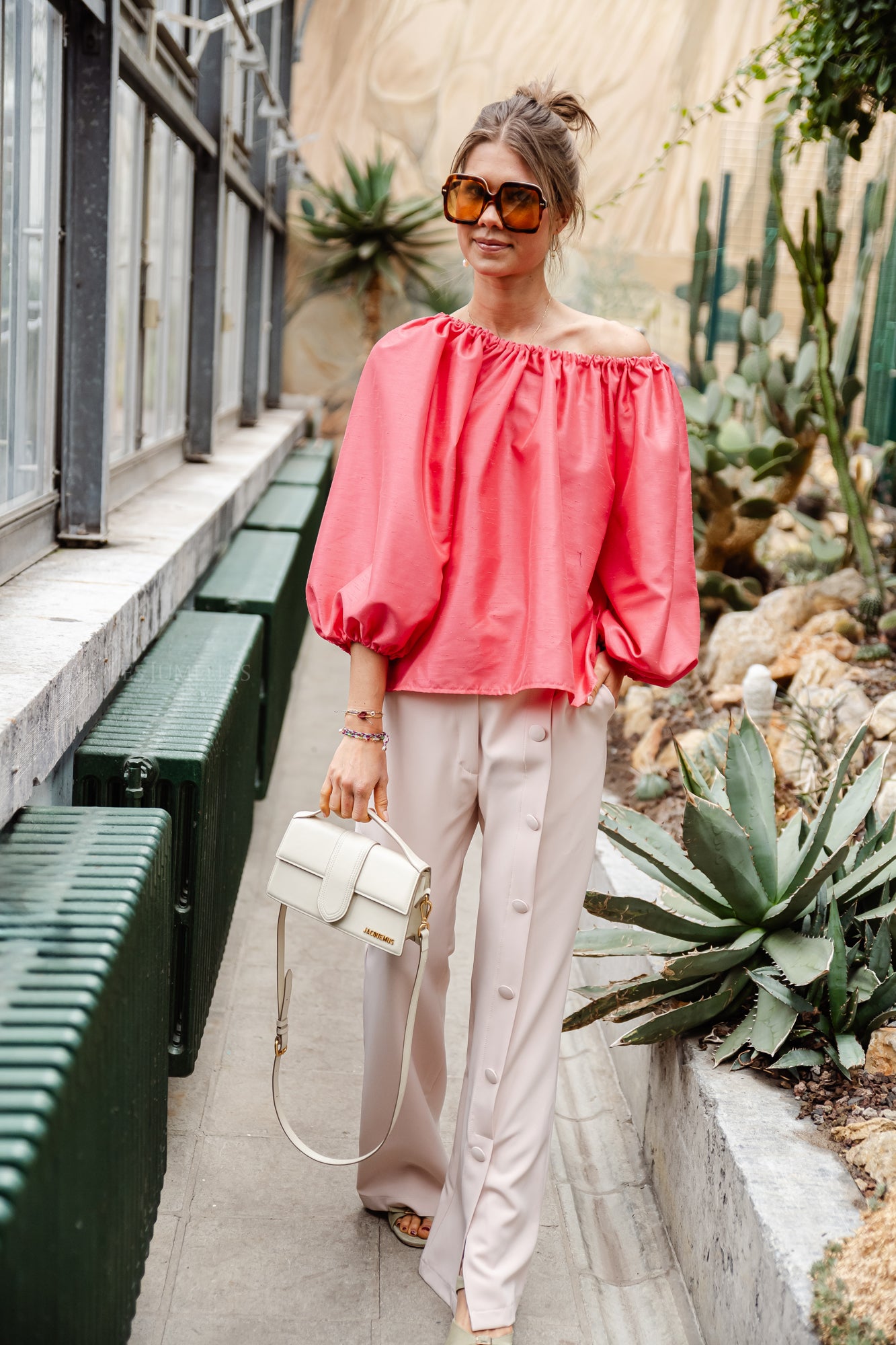 Ella Off-Shoulder Bluse Korallenrosa