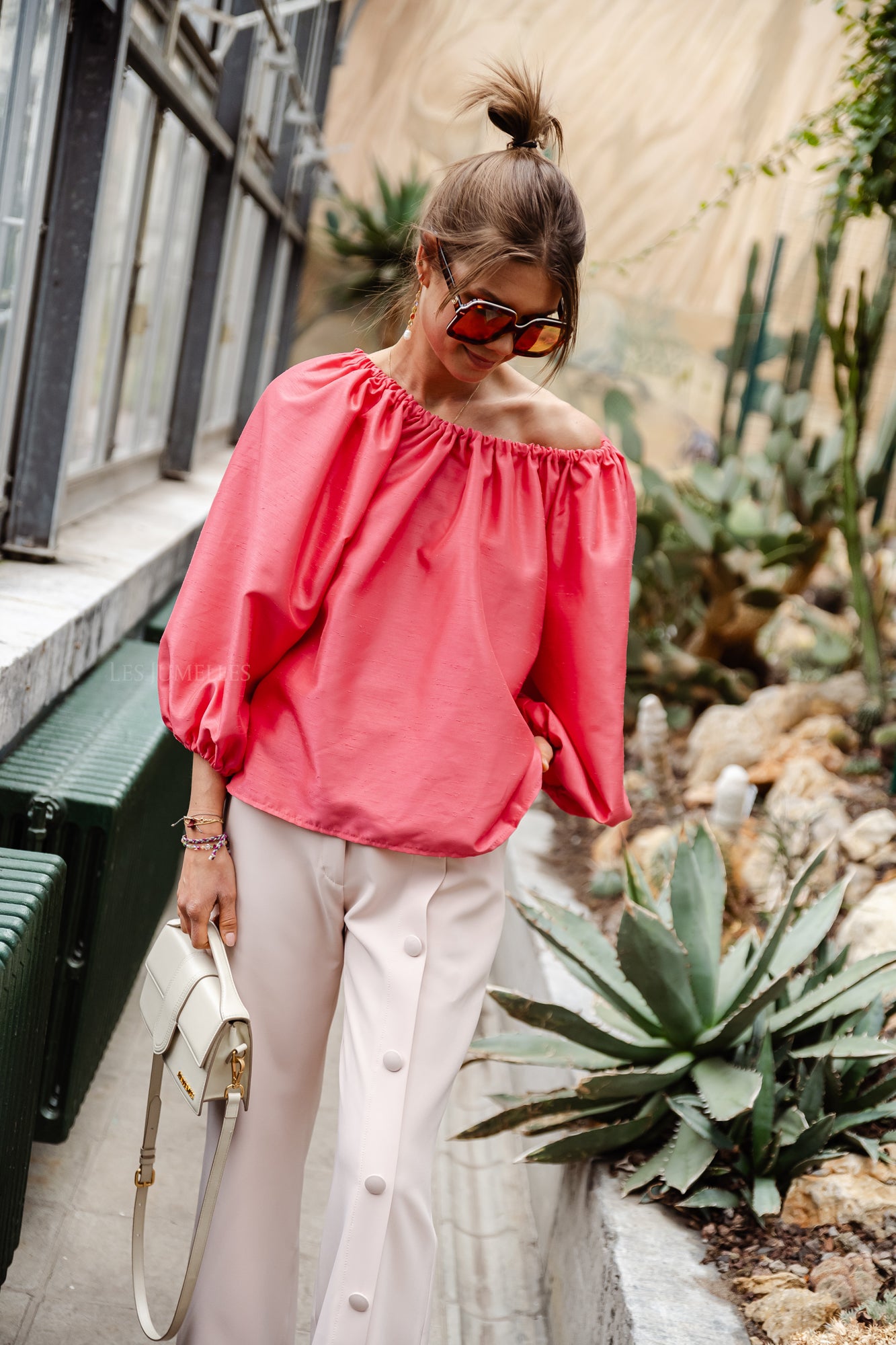 Ella Off-Shoulder Bluse Korallenrosa