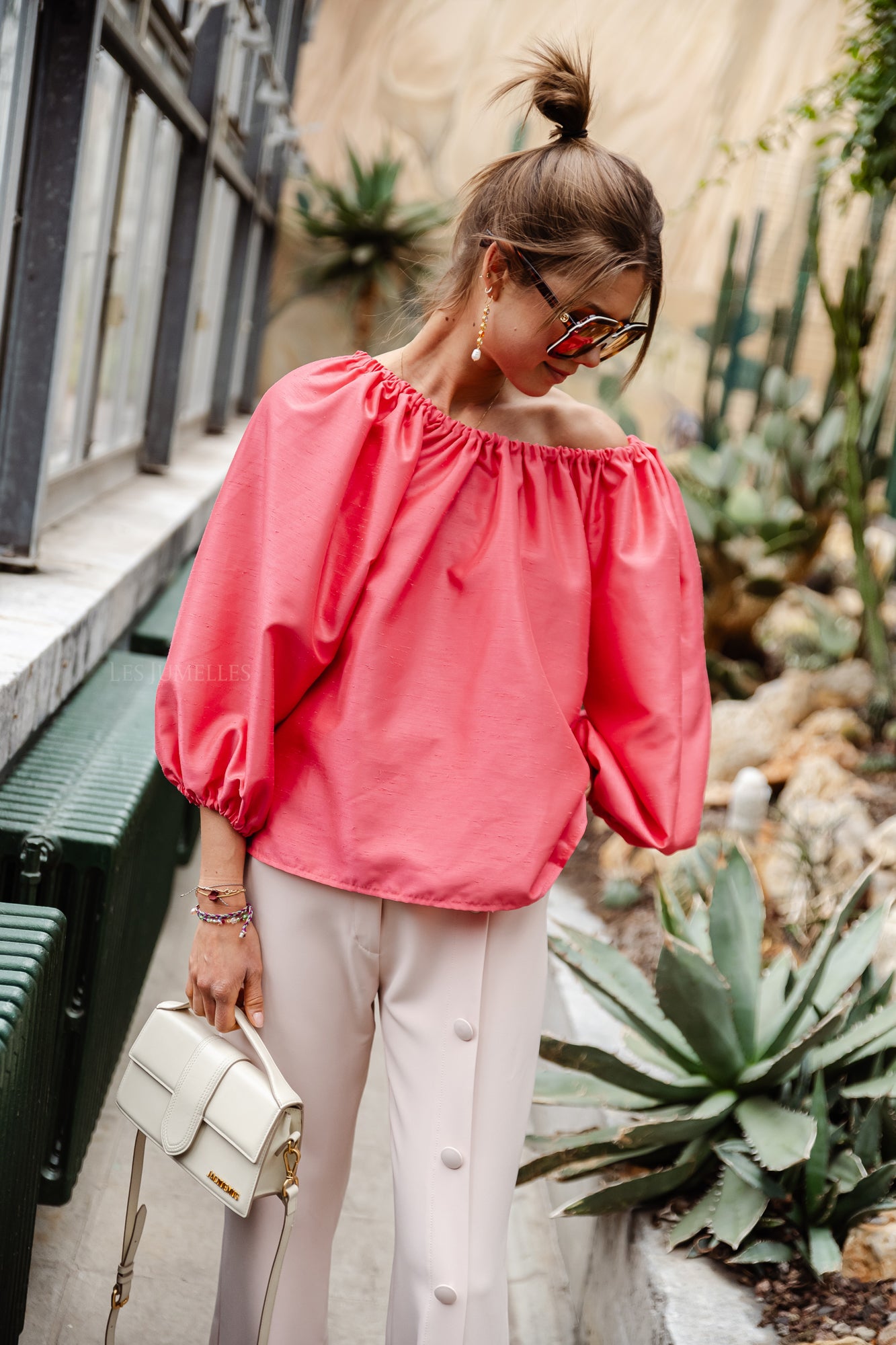 Ella Off-Shoulder Bluse Korallenrosa