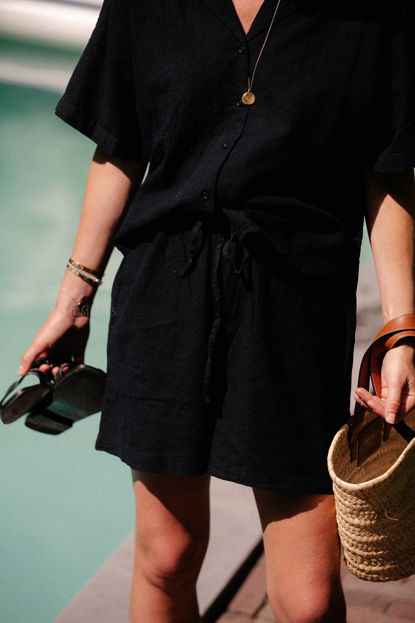 SLFLuisa MW string shorts black