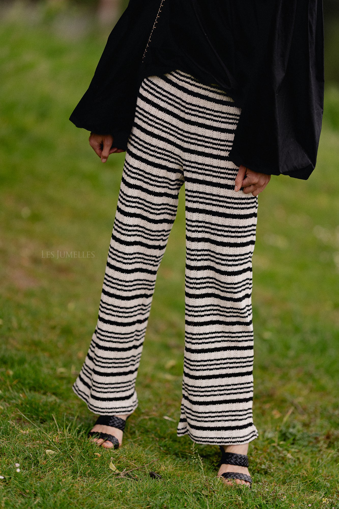 Finn trousers black/cream stripes