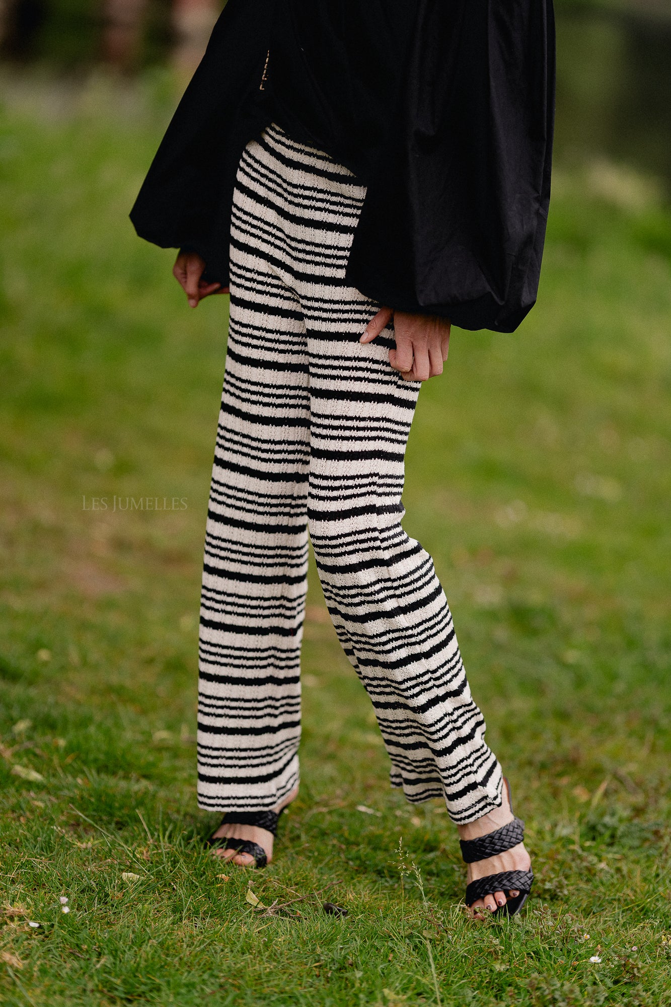 Finn trousers black/cream stripes