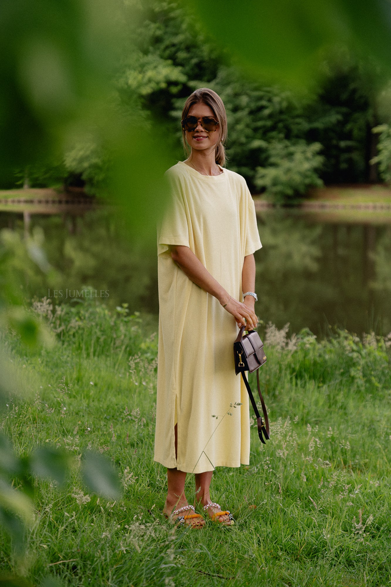 Dorothee terry T-shirt dress light yellow