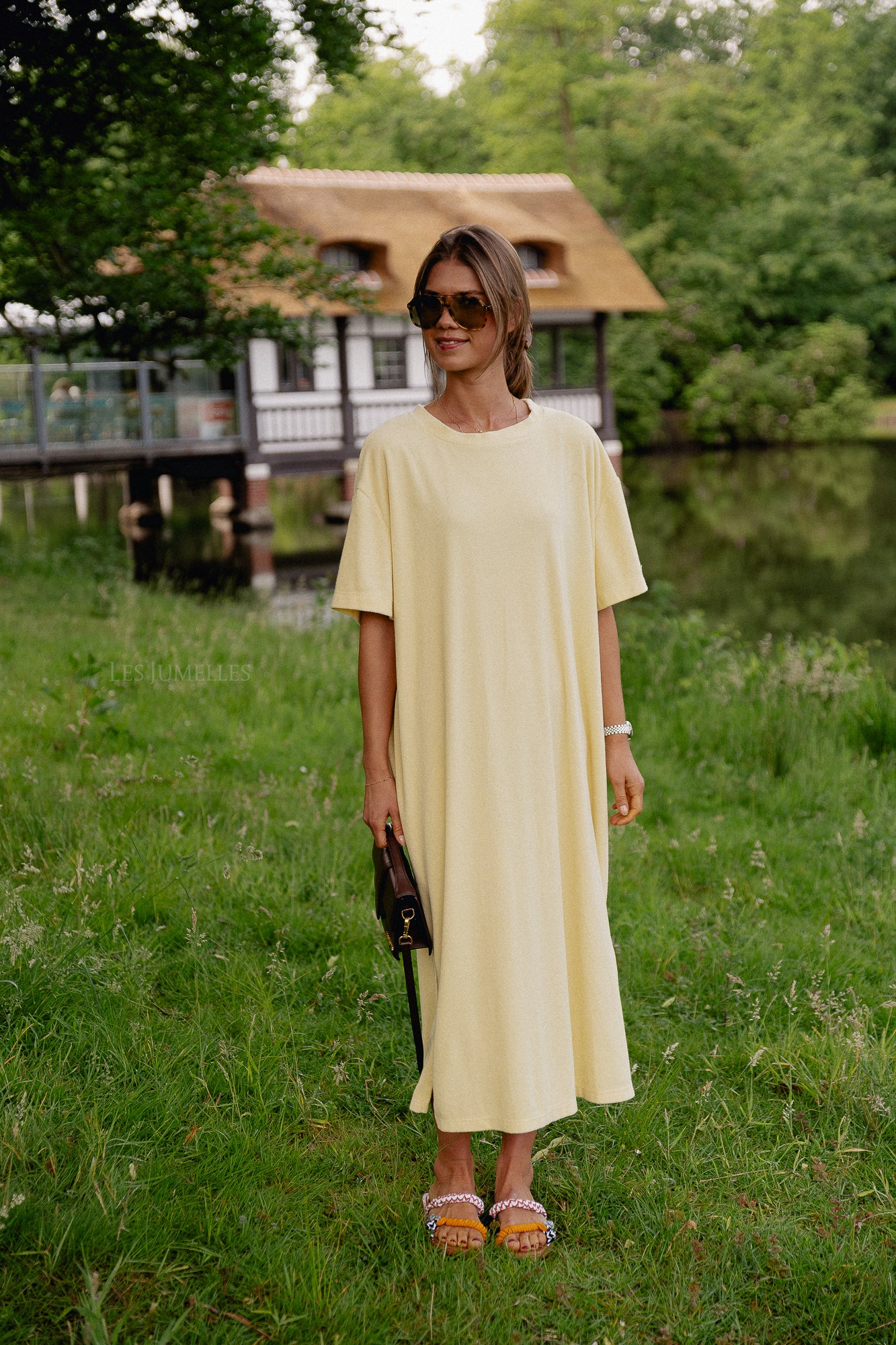 Dorothee terry T-shirt dress light yellow