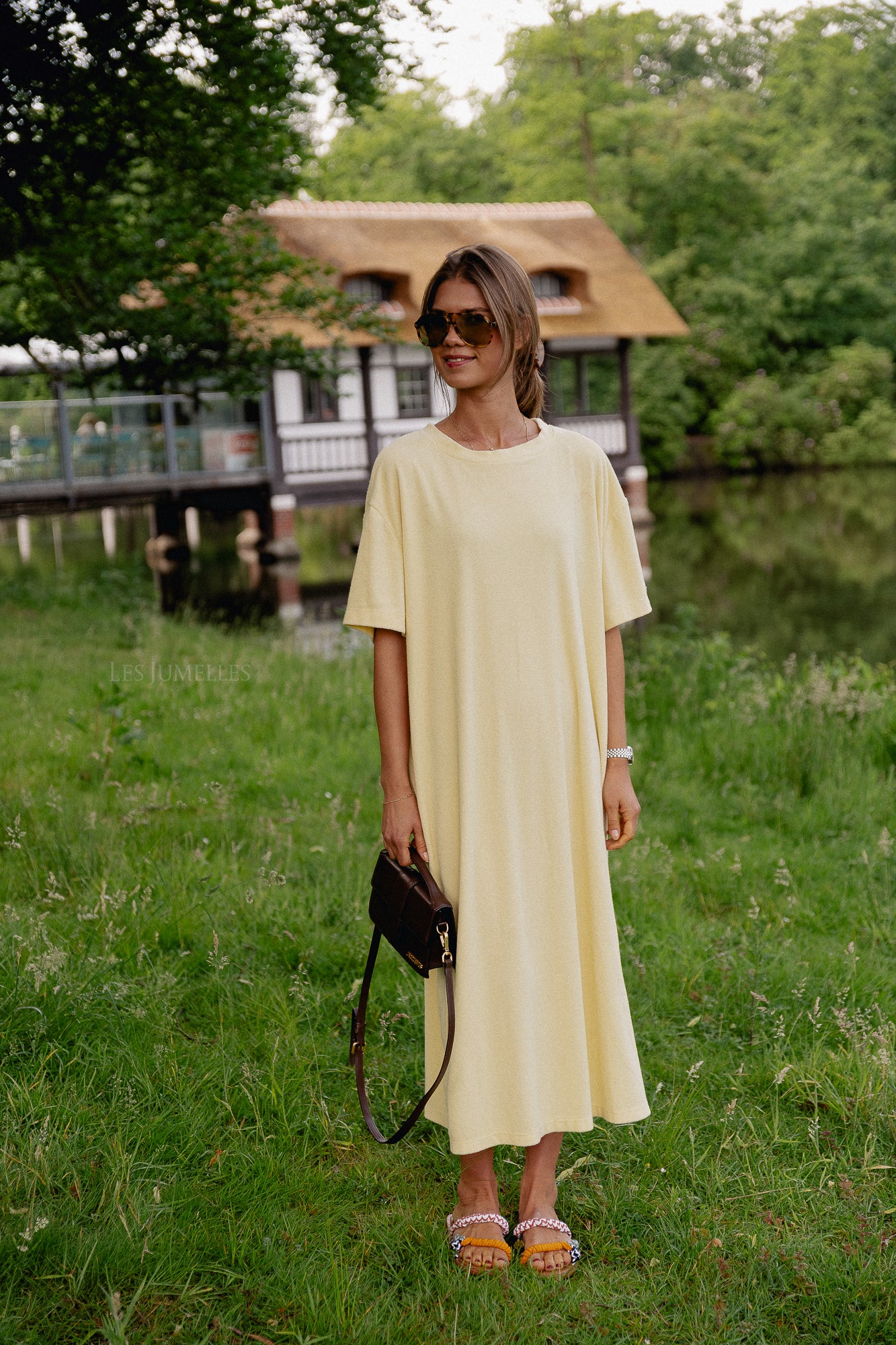 Dorothee terry T-shirt dress light yellow