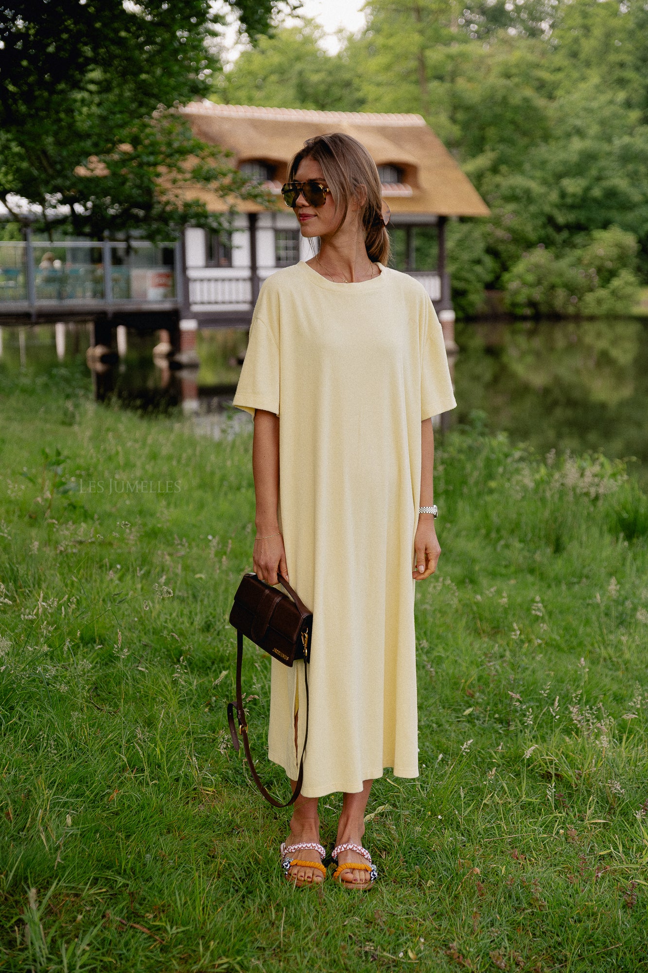 Dorothee terry T-shirt dress light yellow