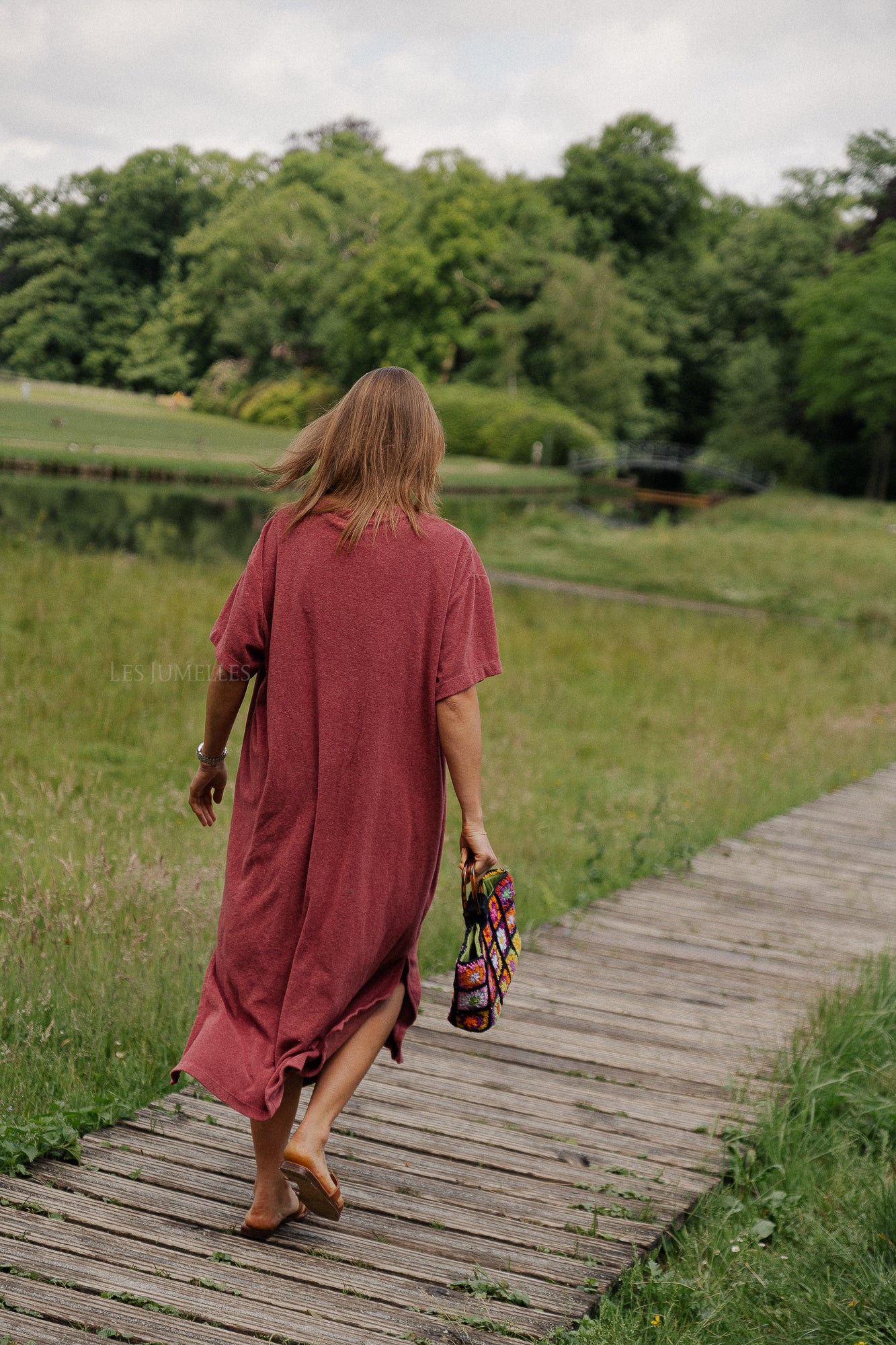 Dorothee terry T-shirt dress wine red