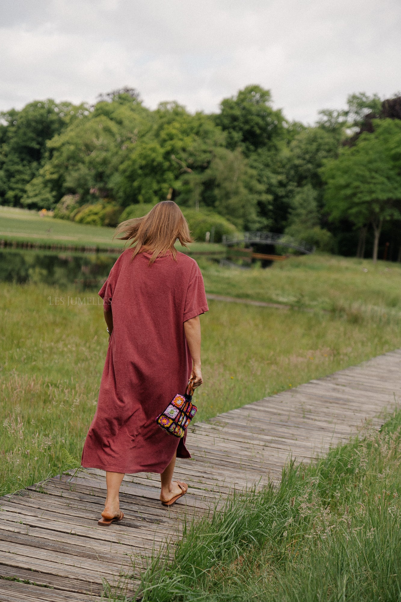 Dorothee terry T-shirt dress wine red