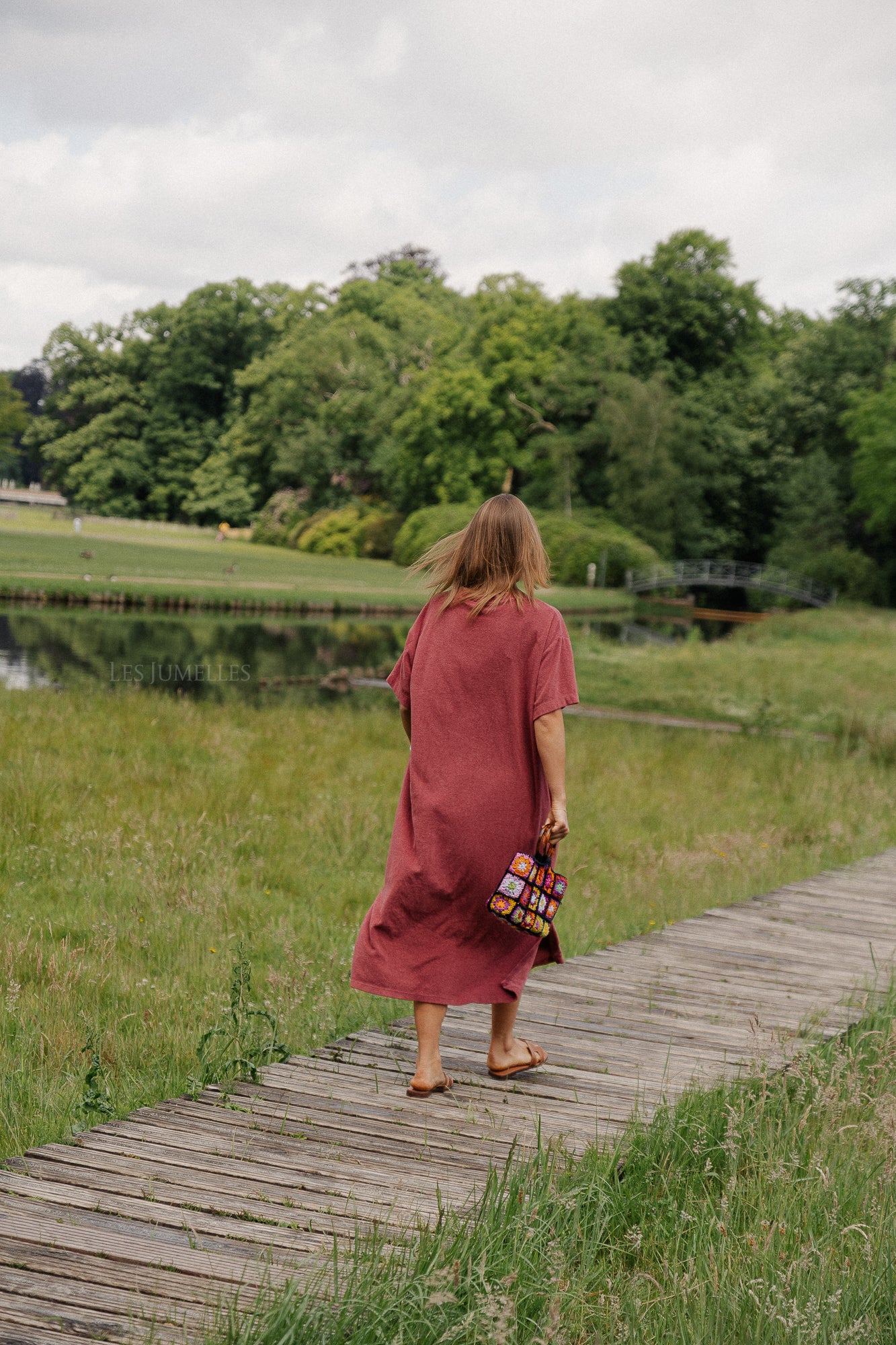 Dorothee terry T-shirt dress wine red