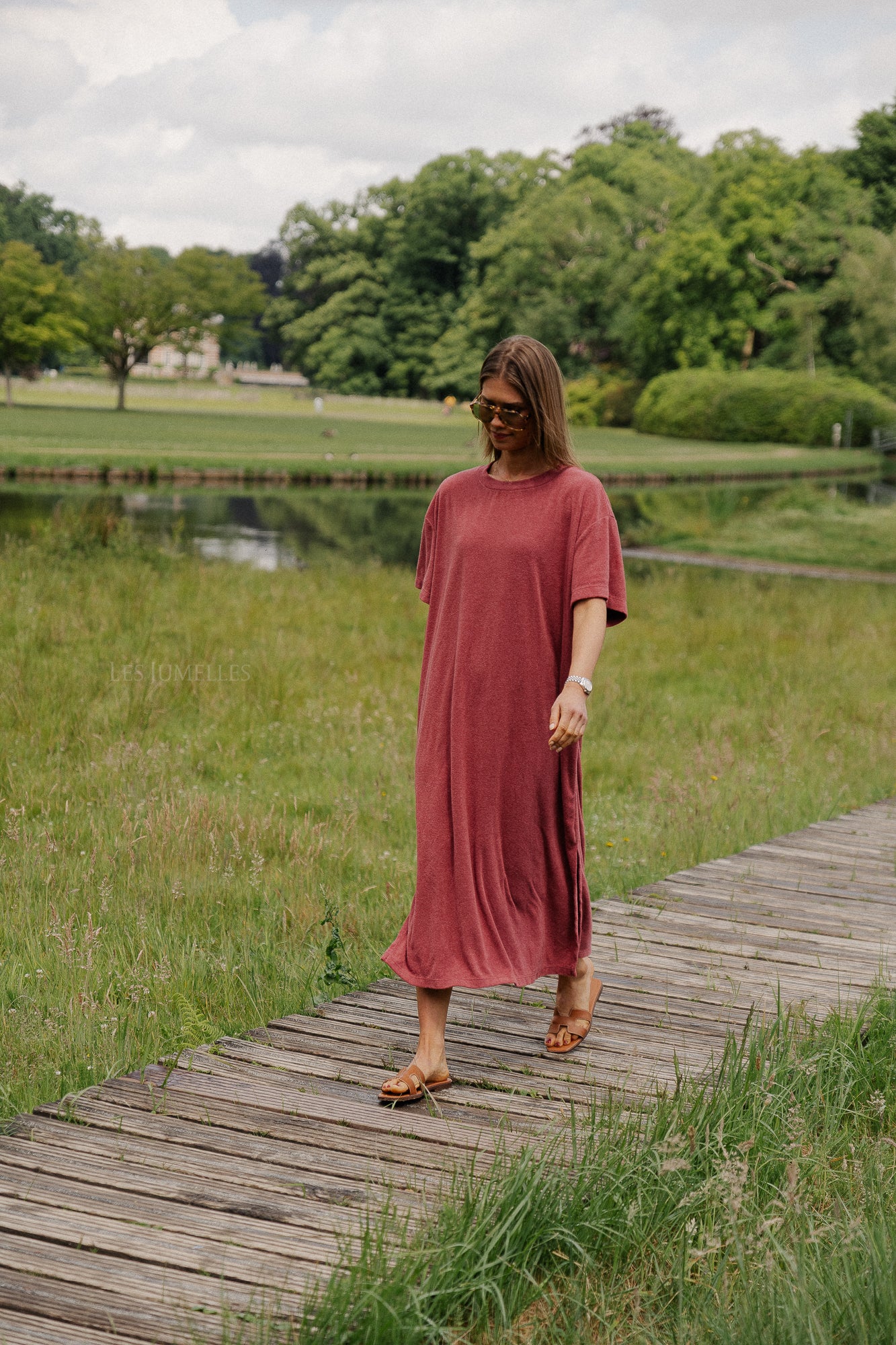 Dorothee terry T-shirt dress wine red