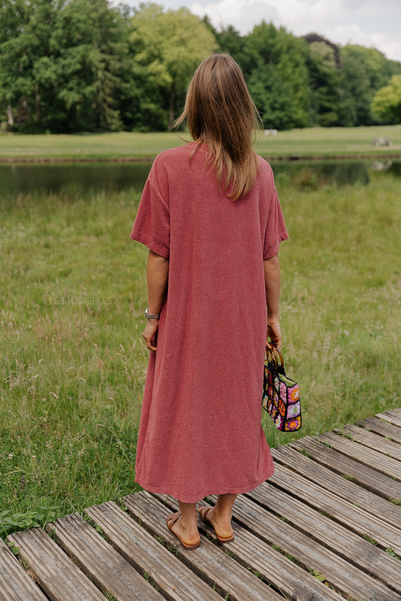 Dorothee terry T-shirt dress wine red