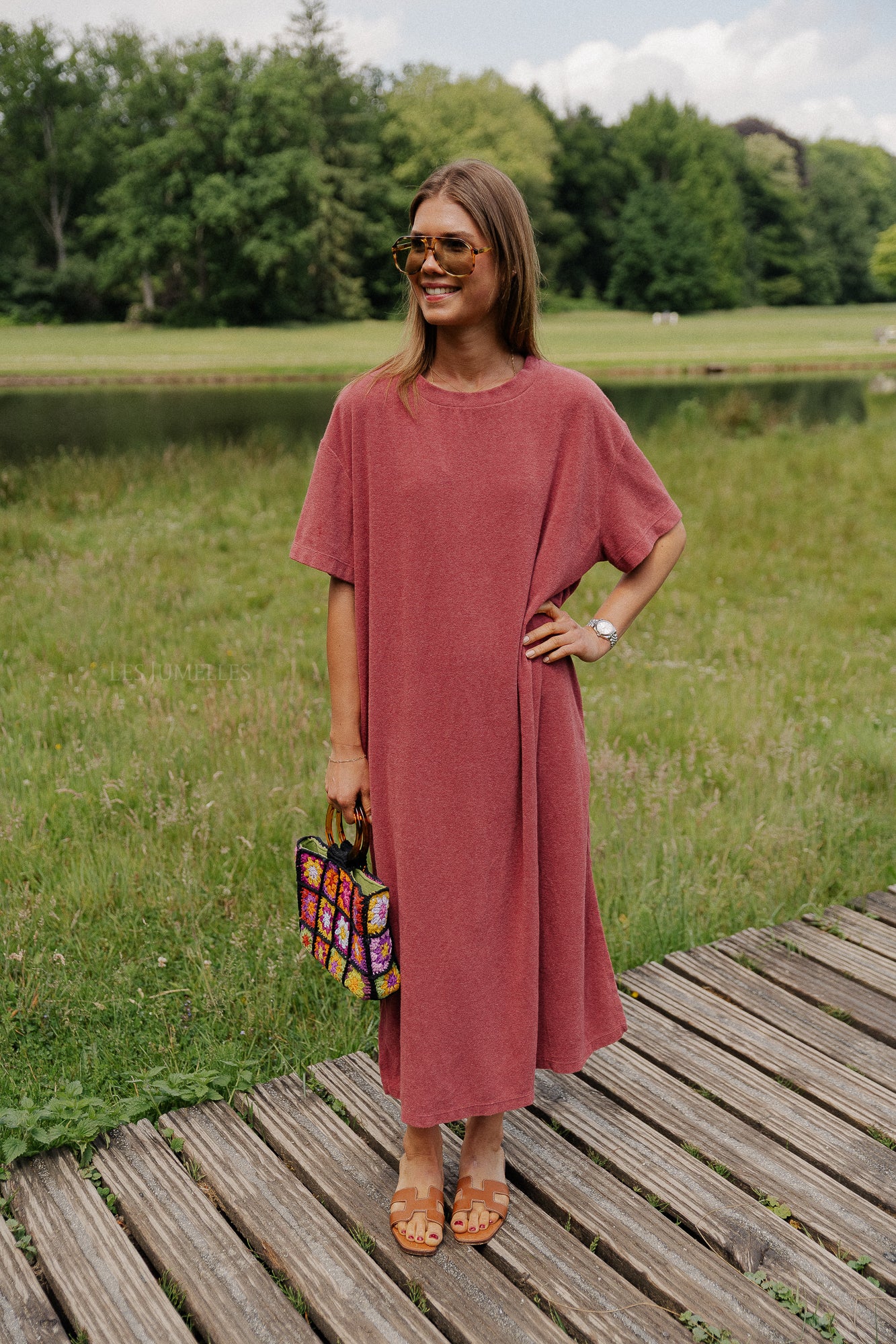 Dorothee terry T-shirt dress wine red