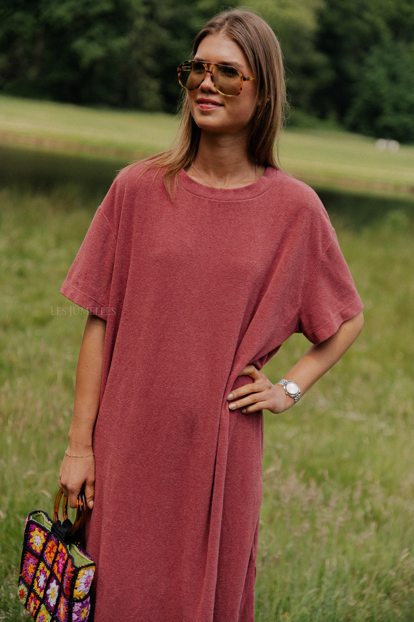 Dorothee terry T-shirt dress wine red