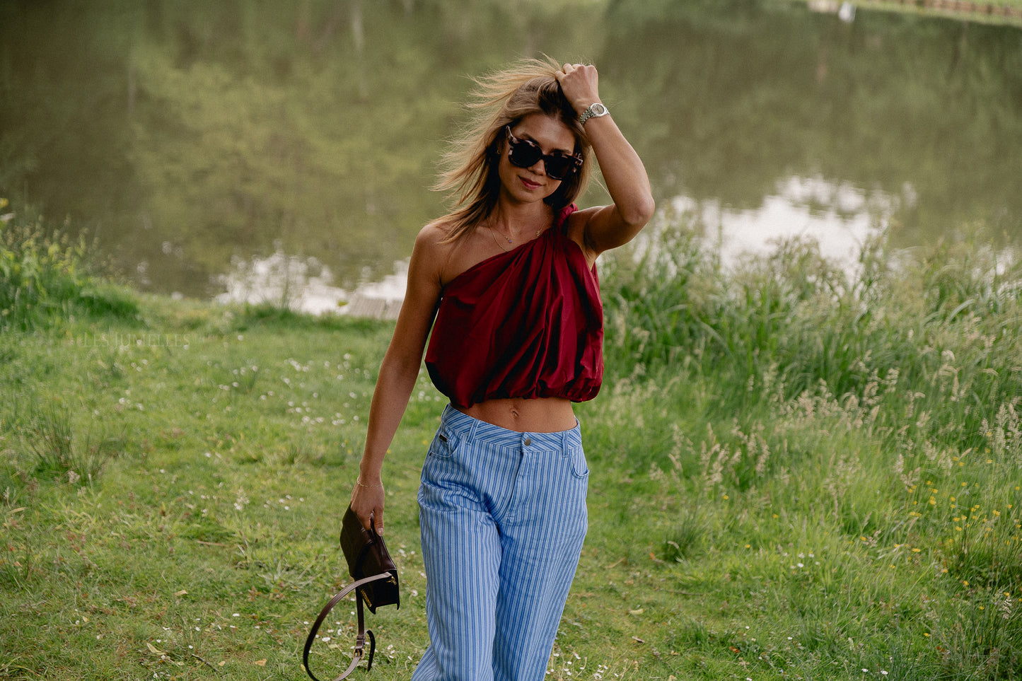 Fran one shoulder top burgundy