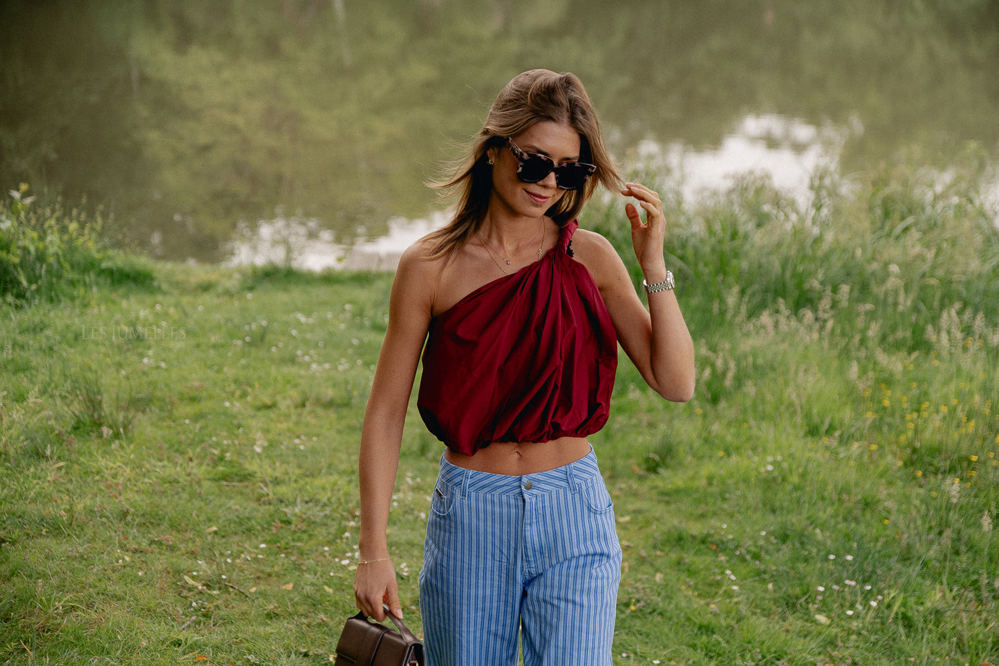 Fran one shoulder top burgundy