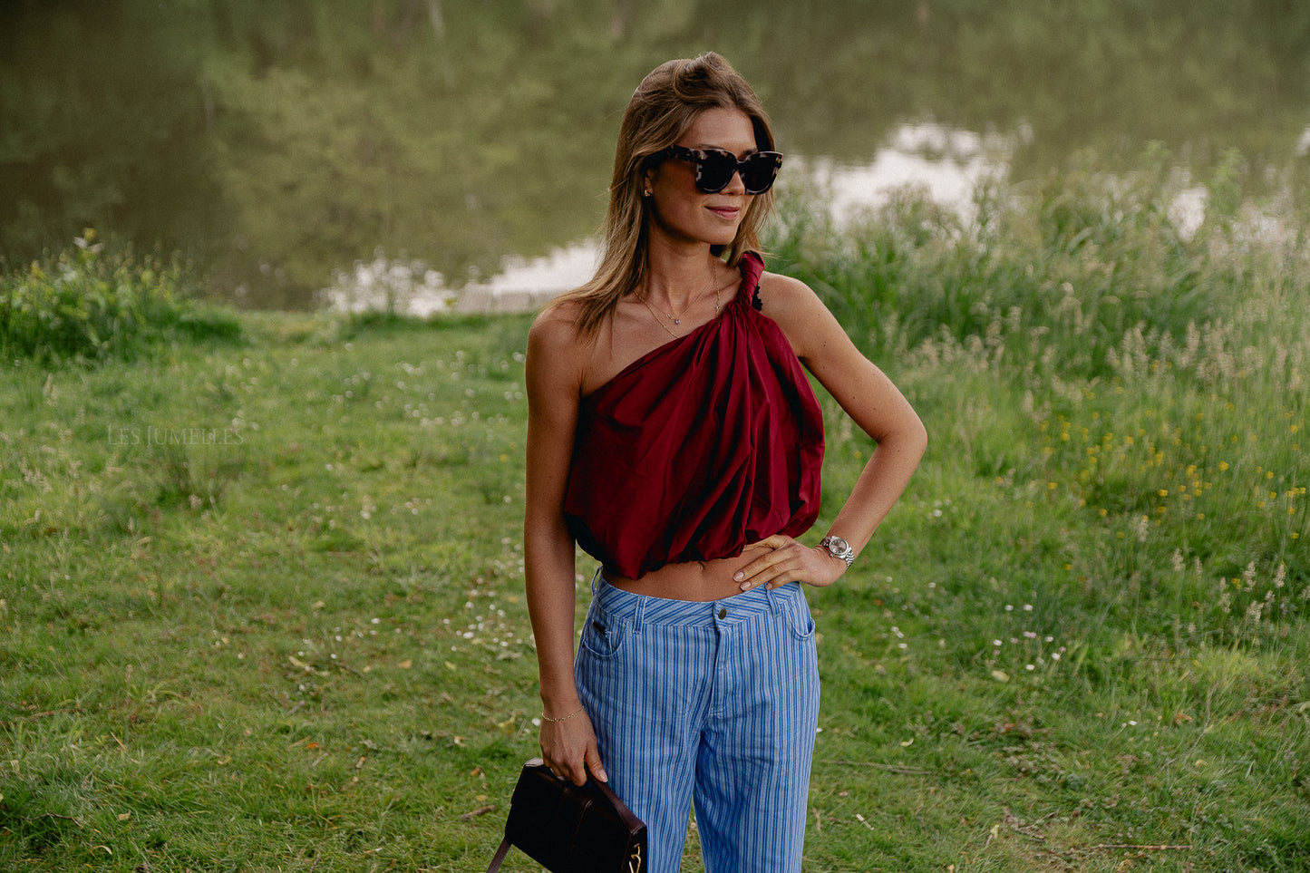 Fran one shoulder top burgundy