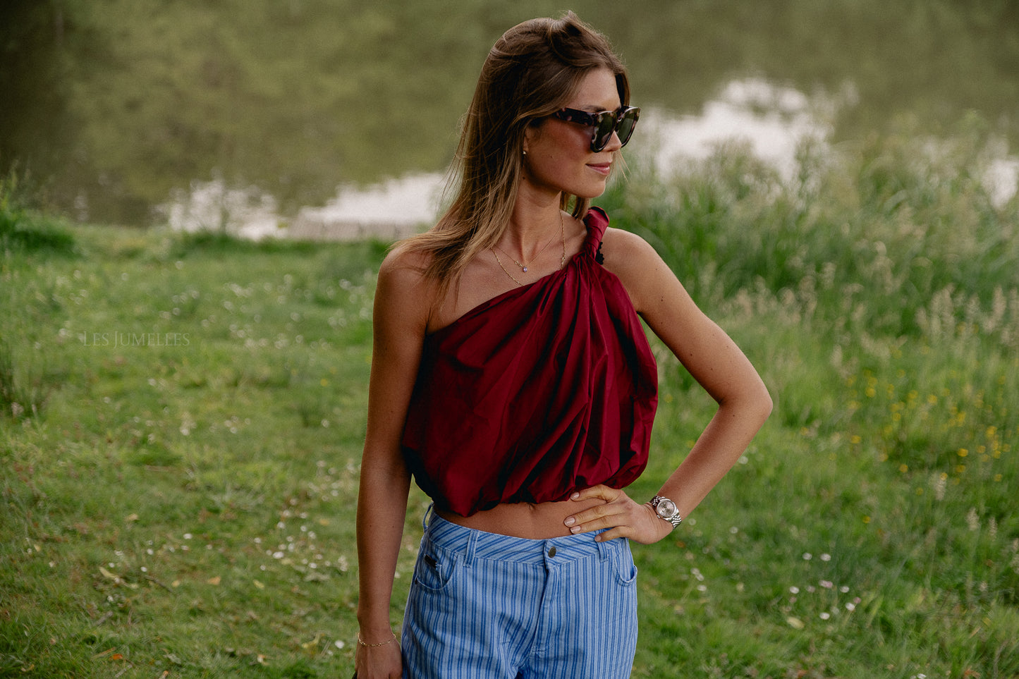Fran one shoulder top burgundy