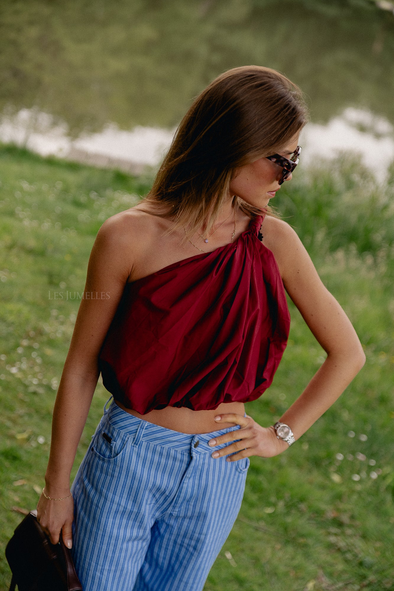 Fran one shoulder top burgundy