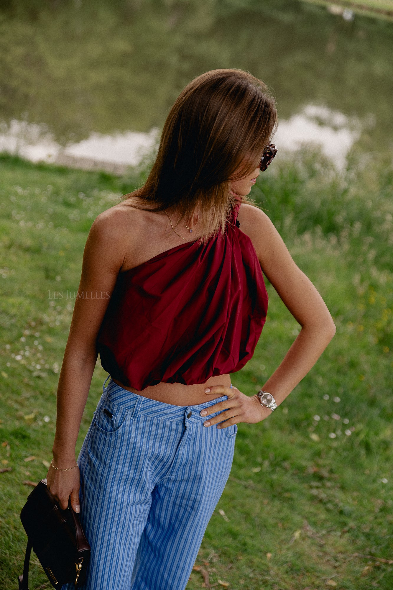 Fran one shoulder top burgundy