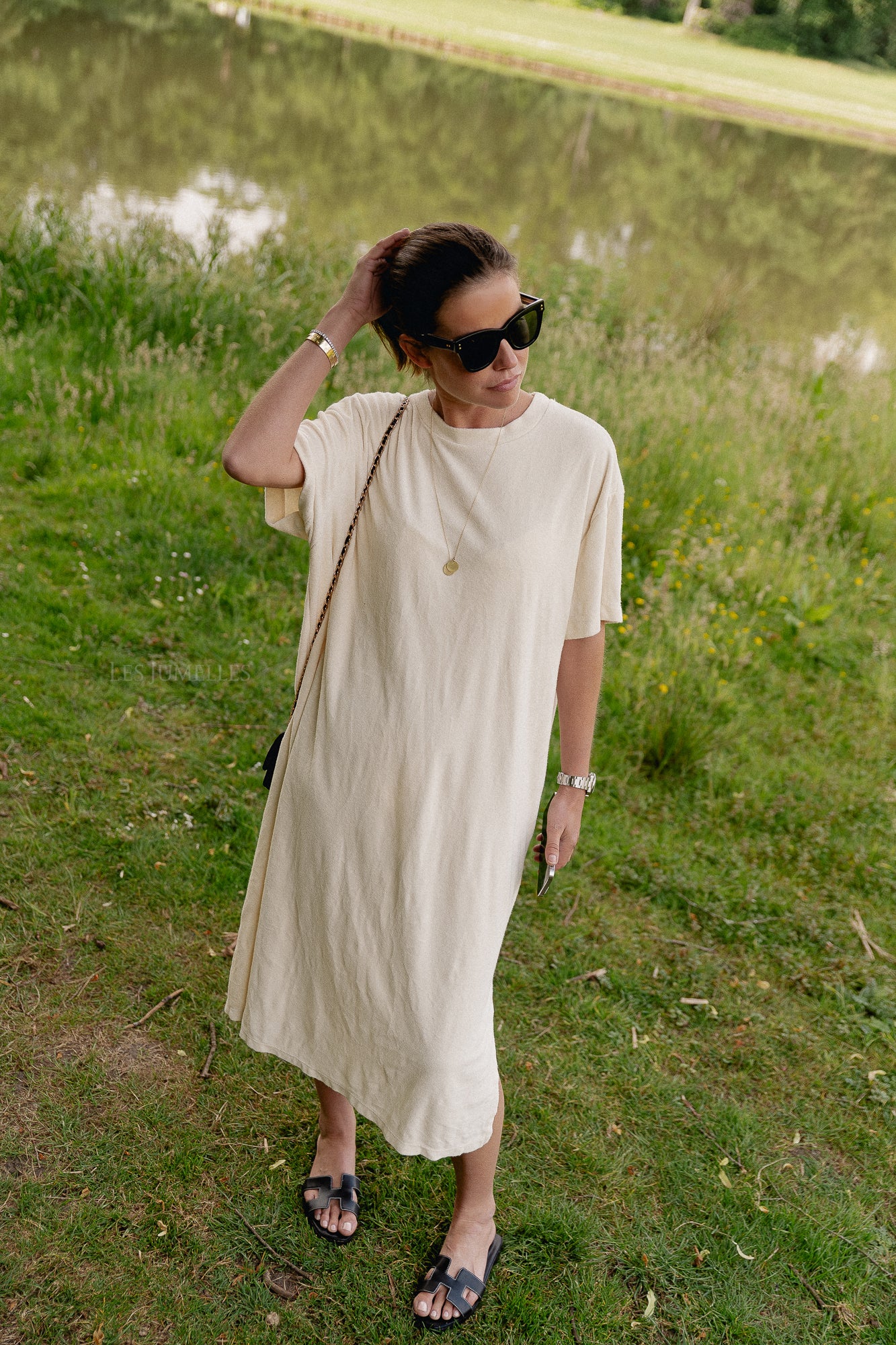 Dorothee terry T-shirt dress ecru