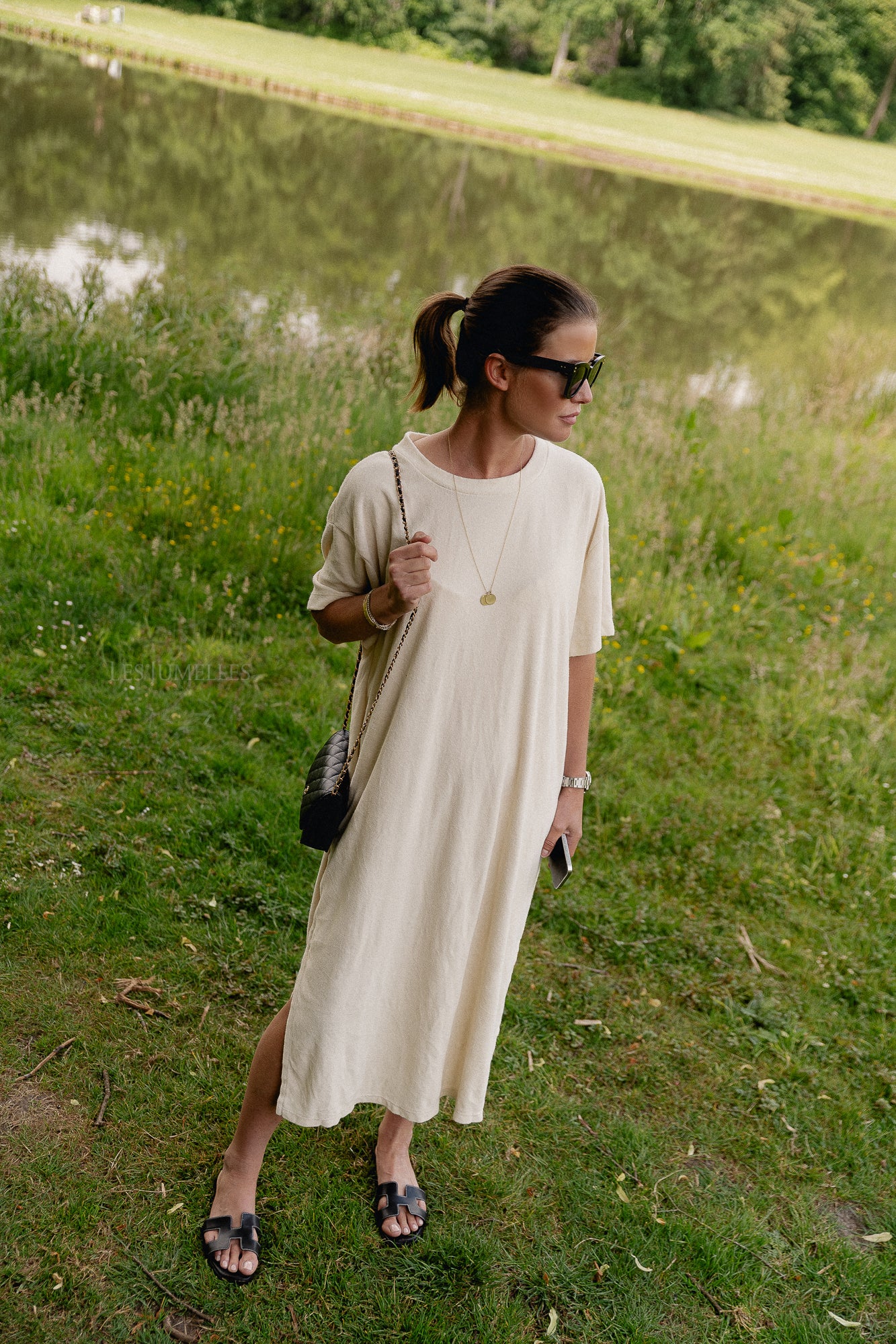 Dorothee terry T-shirt dress ecru