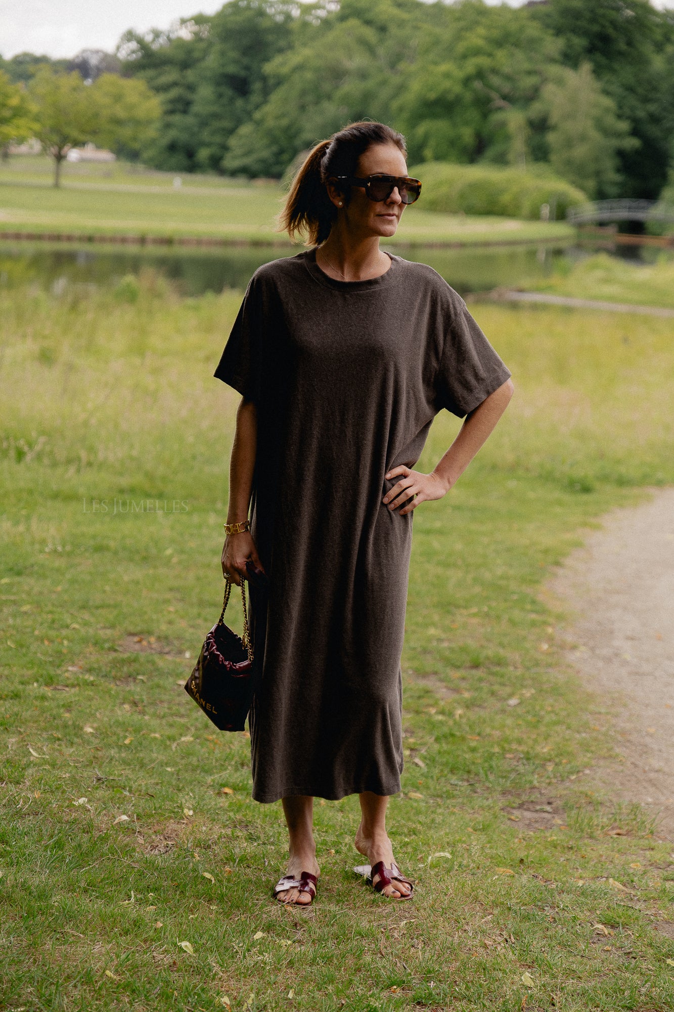 Dorothee terry T-shirt dress charcoal