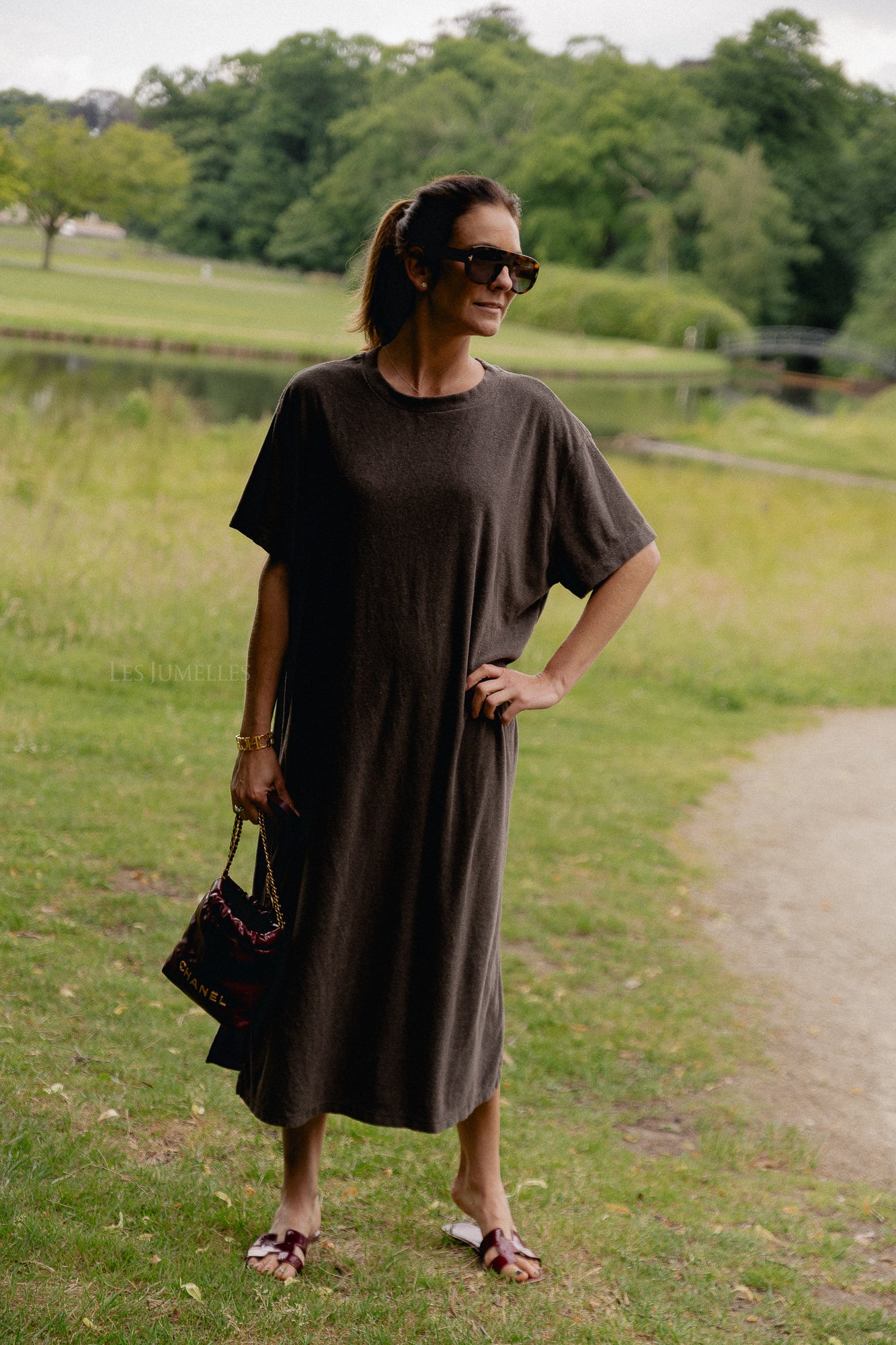 Dorothee terry T-shirt dress charcoal