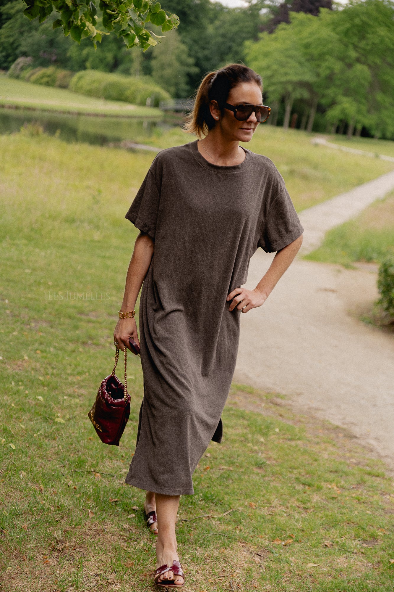 Dorothee terry T-shirt dress charcoal