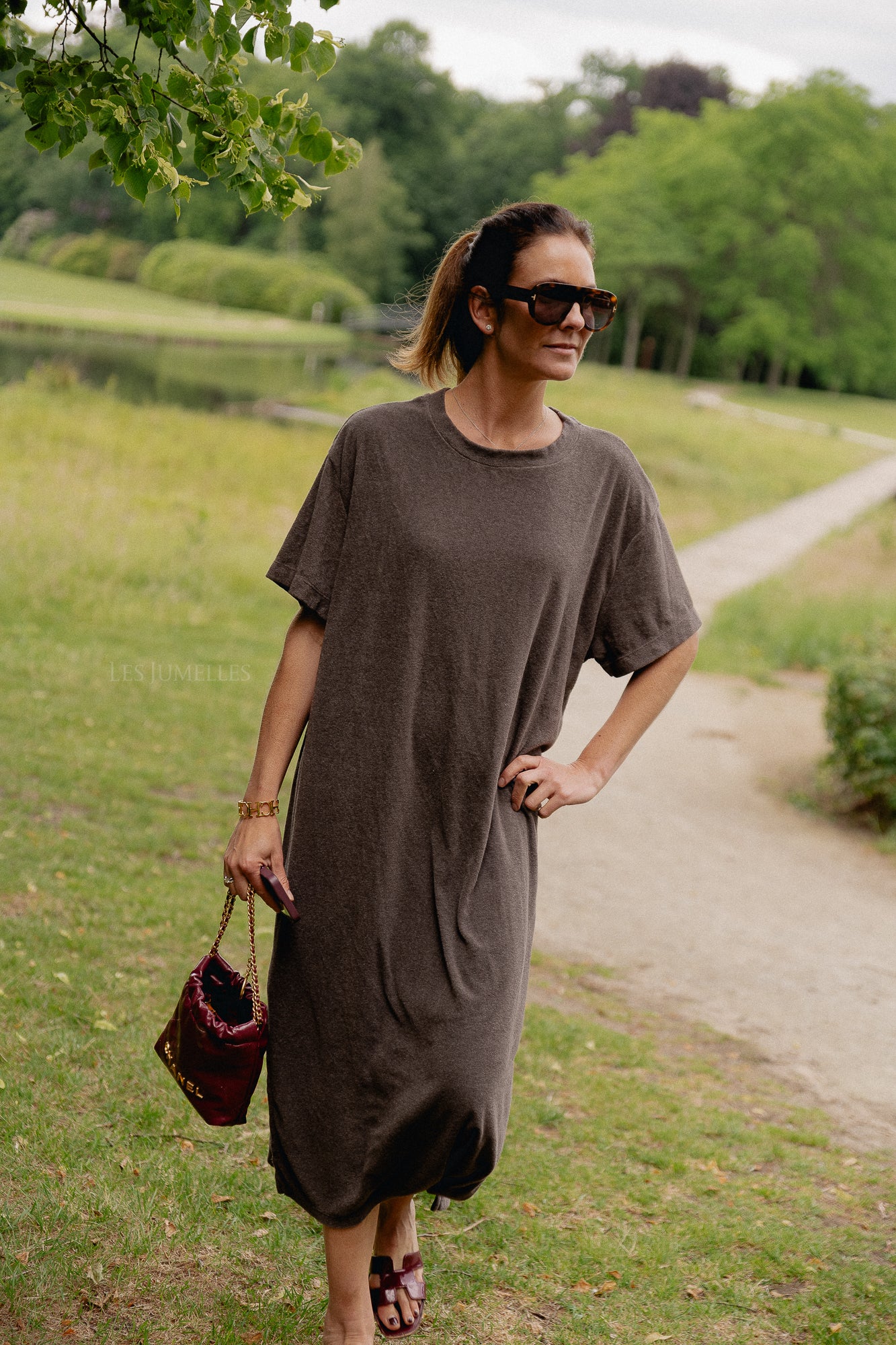 Dorothee terry T-shirt dress charcoal