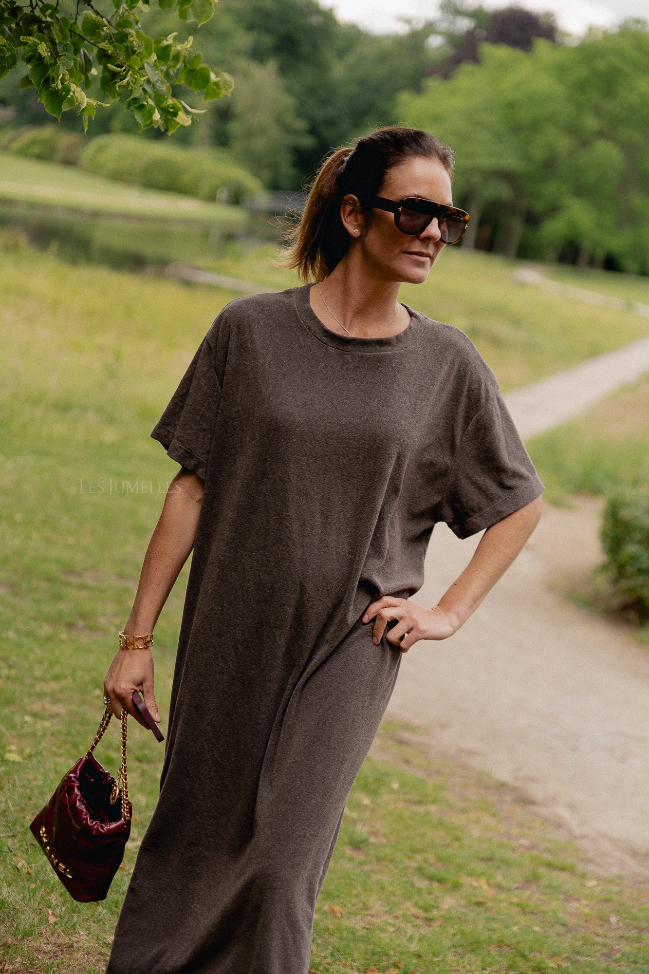 Dorothee terry T-shirt dress charcoal