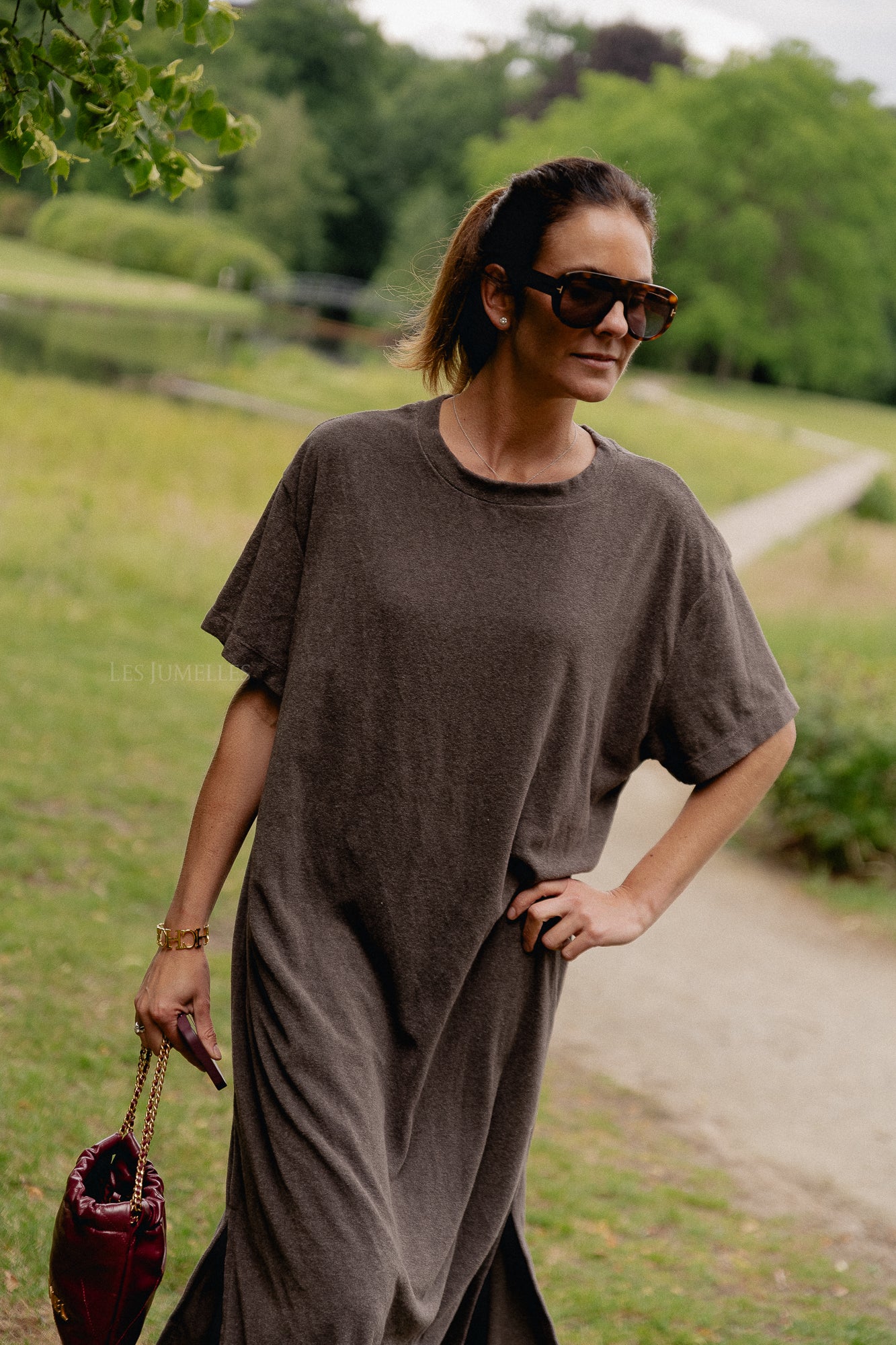 Dorothee terry T-shirt dress charcoal