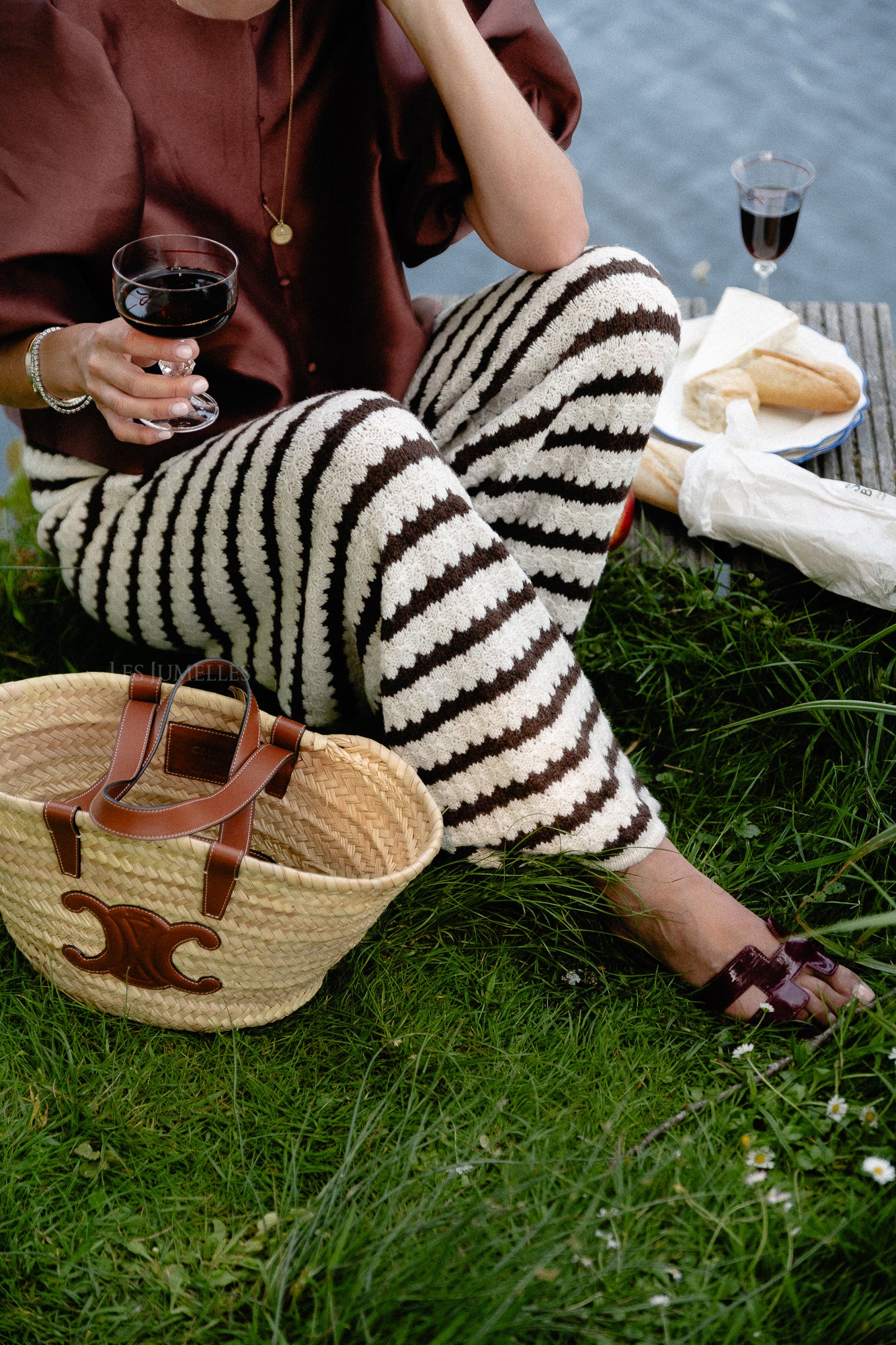 Hannah knitted pants brown stripes