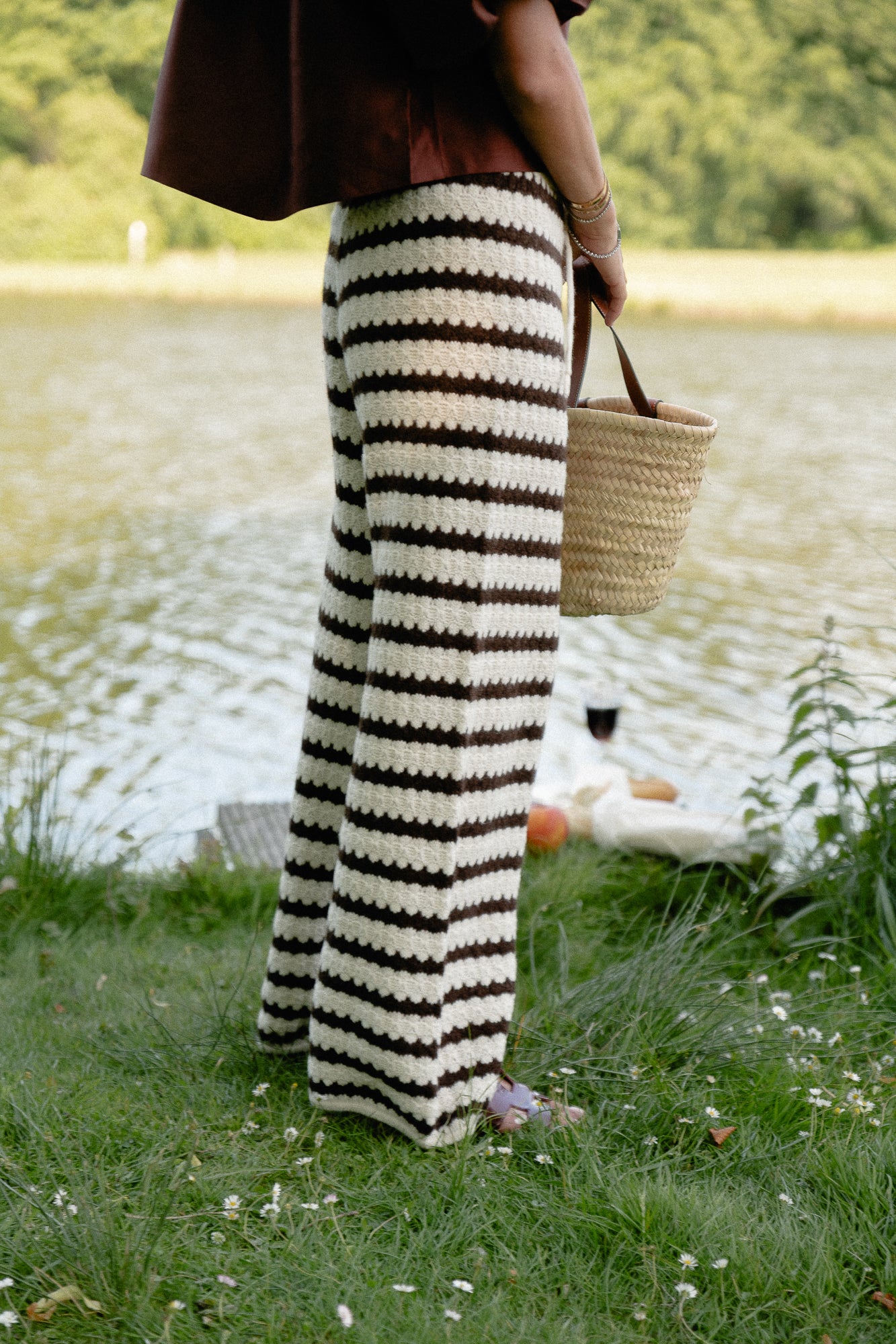 Hannah knitted pants brown stripes