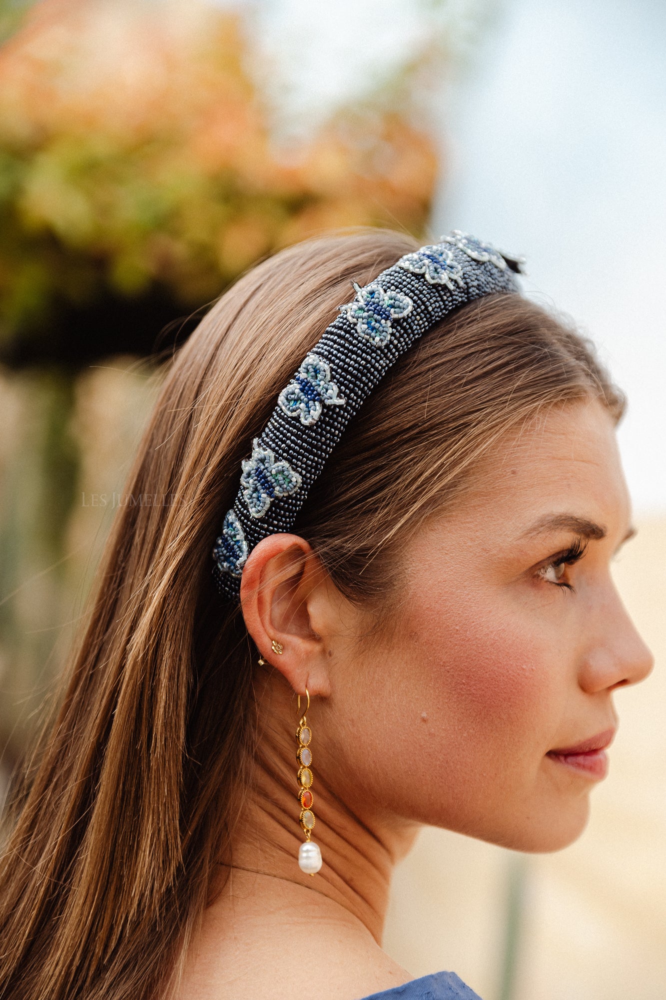 Adonia midi beaded hairbrace sargasso sea blue