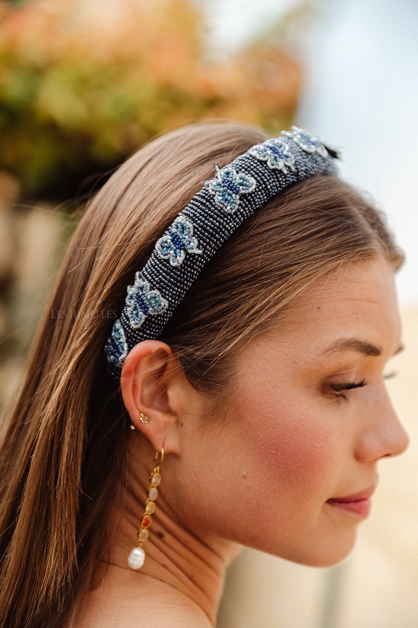 Adonia midi beaded hairbrace sargasso sea blue