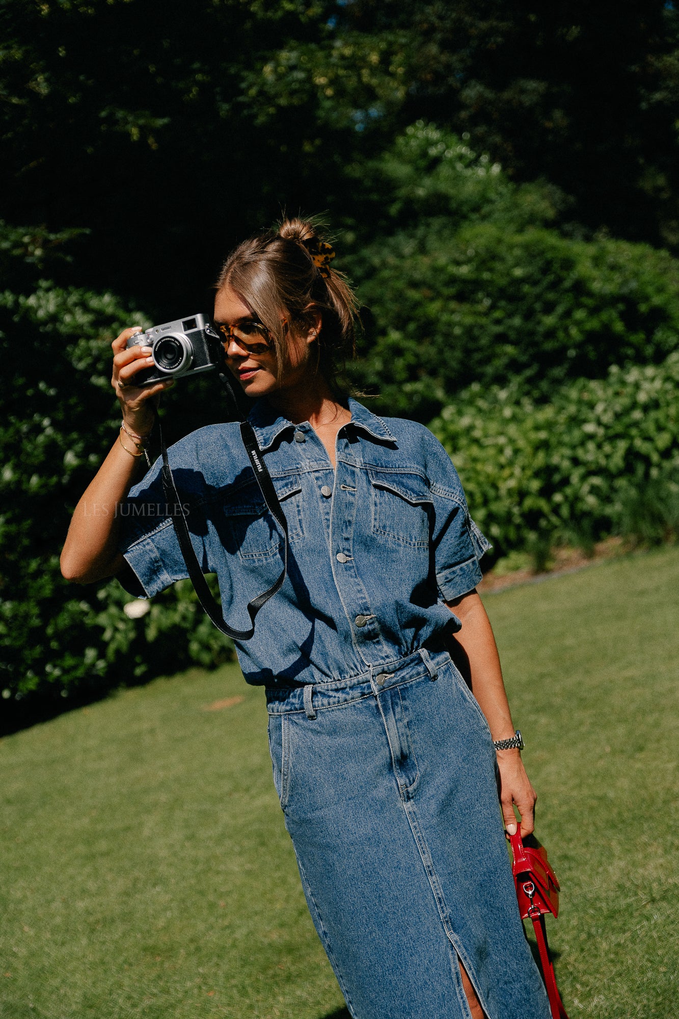 RouJolie SS midi denim dress dark medium blue