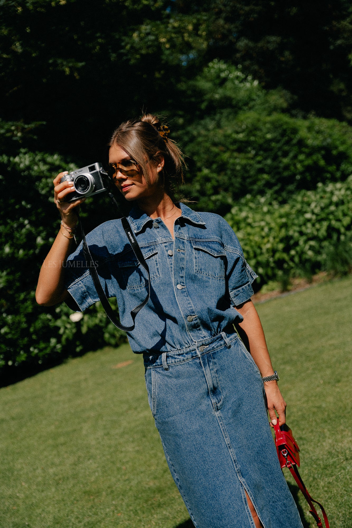 RouJolie SS midi denim dress dark medium blue