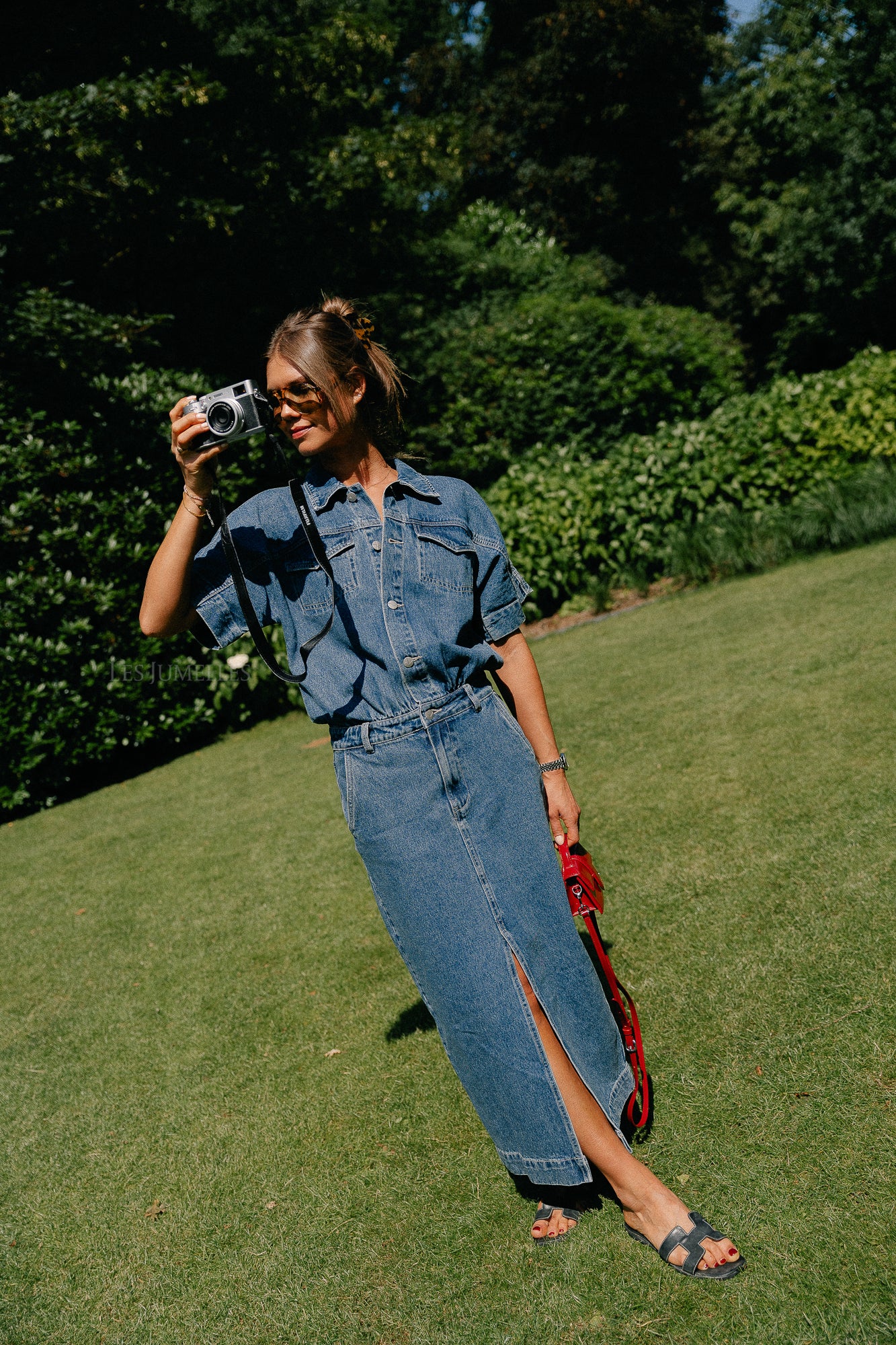 RouJolie SS midi denim dress dark medium blue