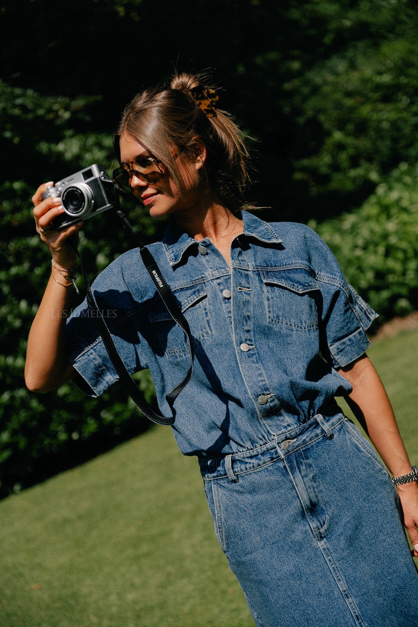 RouJolie SS midi denim dress dark medium blue