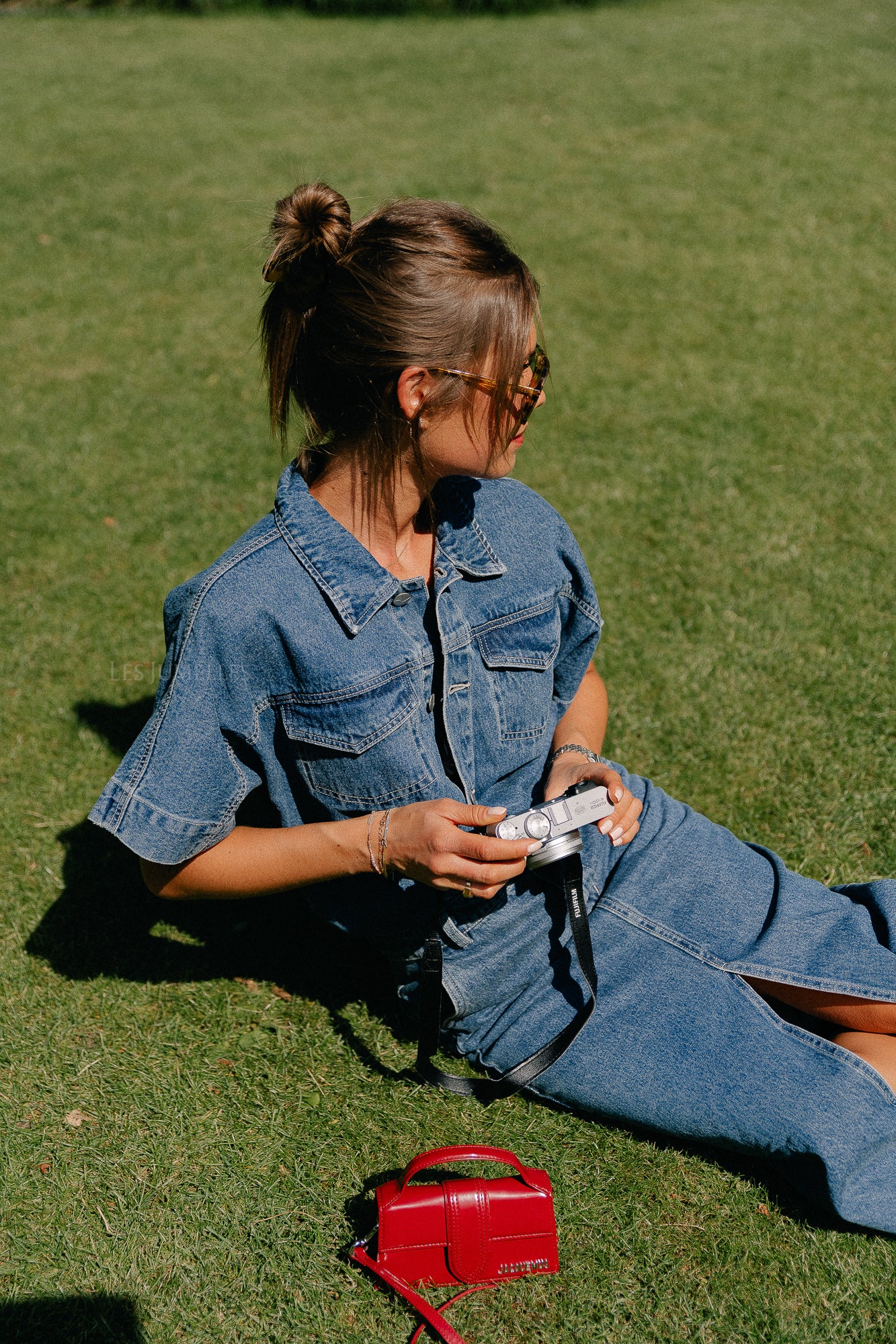 RouJolie SS midi denim dress dark medium blue