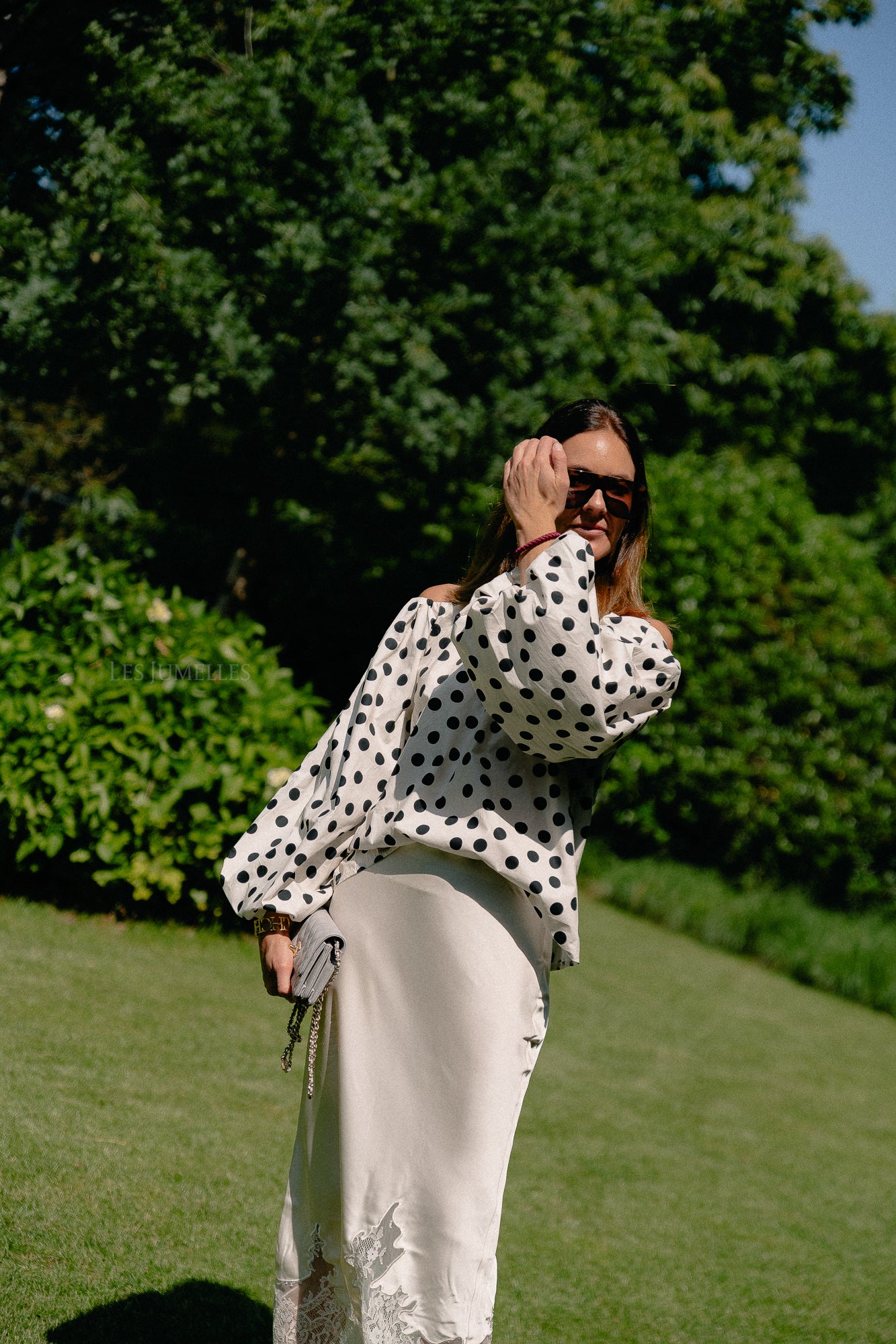 Fran off shoulder blouse polkadots