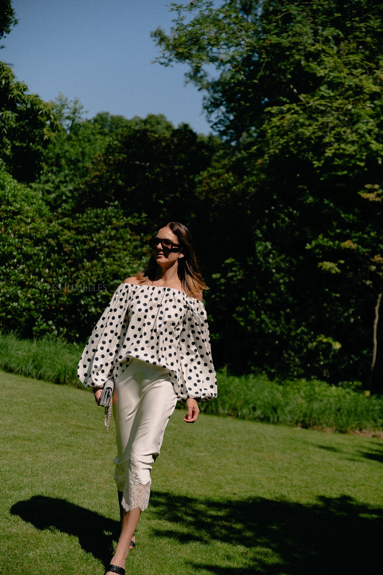 Fran off shoulder blouse polkadots