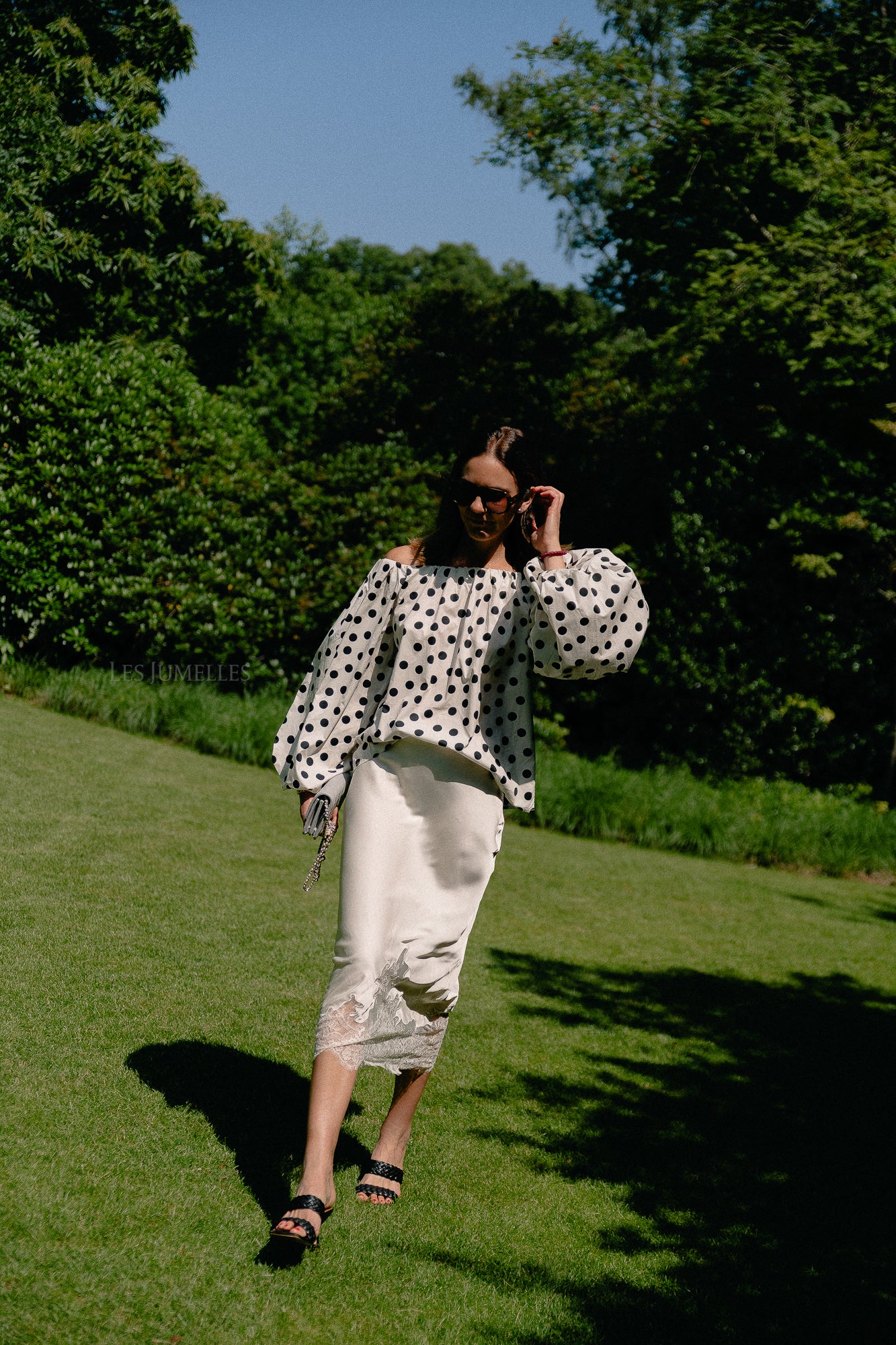 Fran off shoulder blouse polkadots