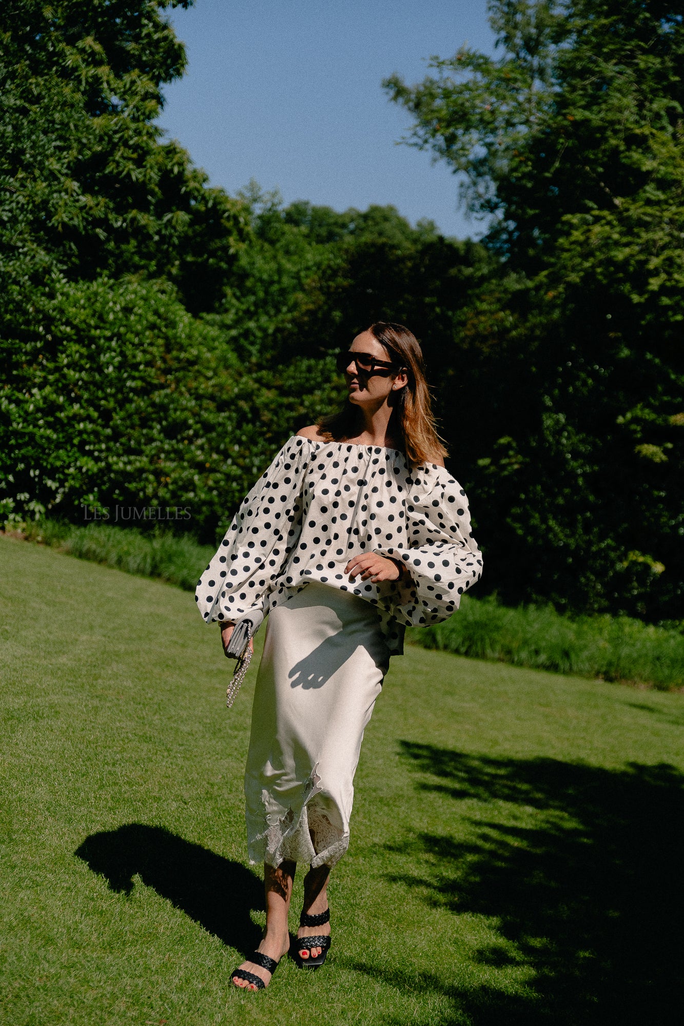 Fran off shoulder blouse polkadots