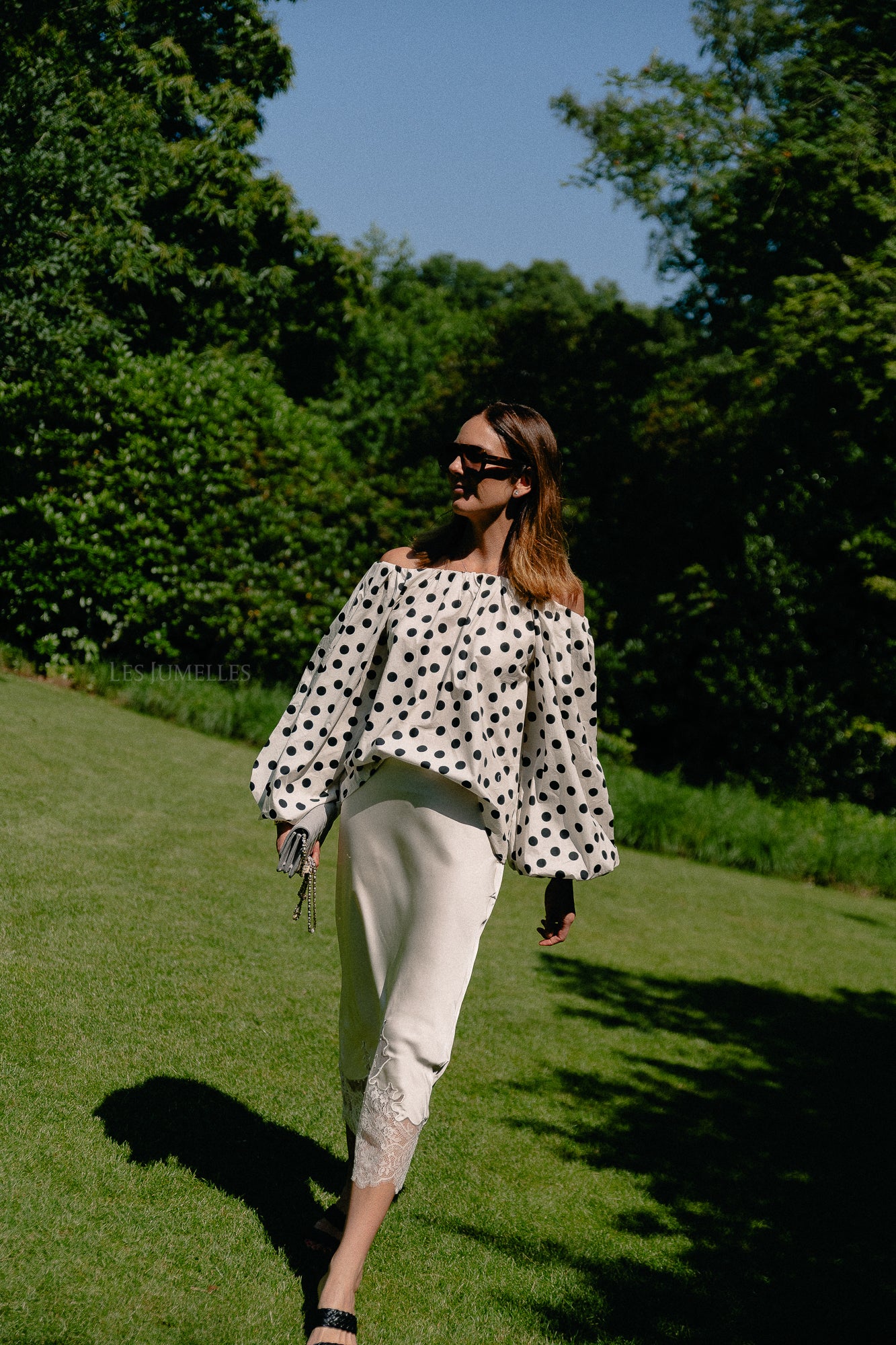 Fran off shoulder blouse polkadots